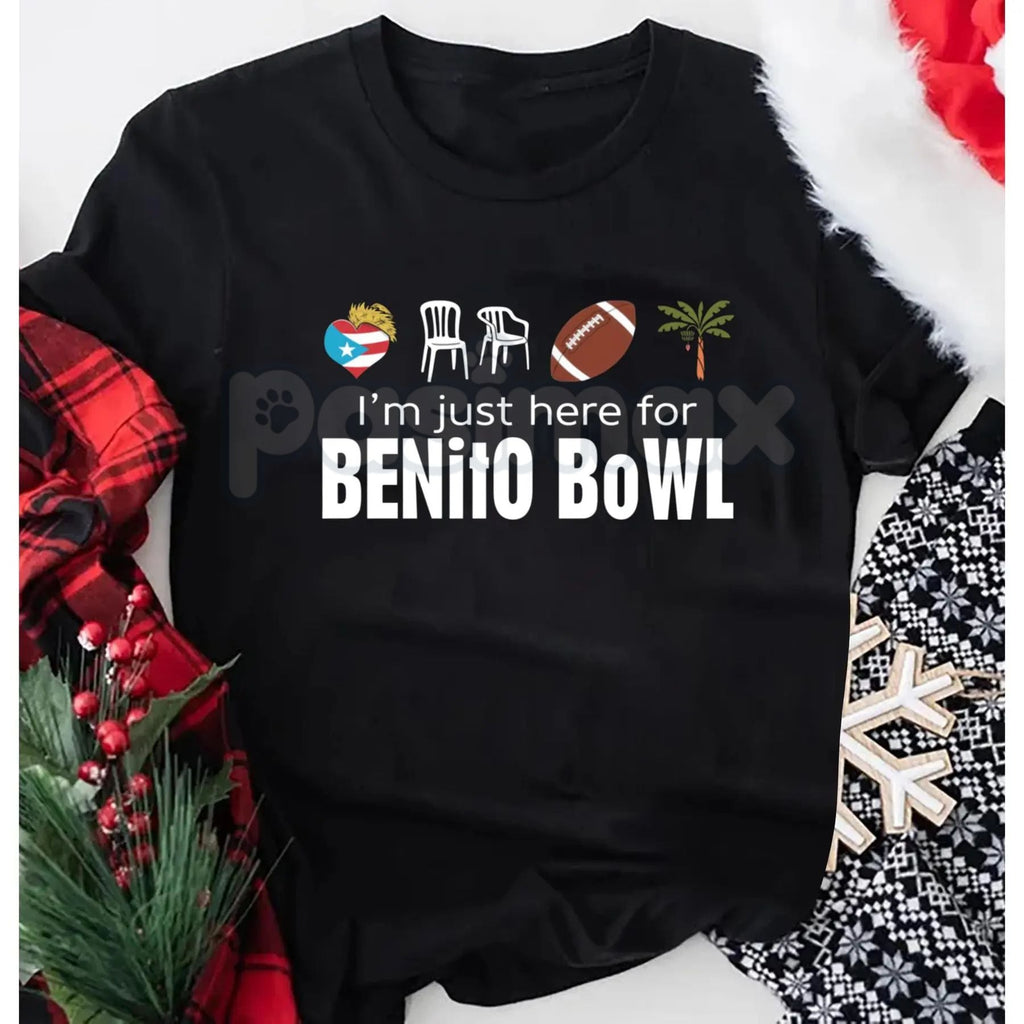 Pasimax "I'm Just Here for the Benito Bowl" T-Shirt - Bad Bunnie Halftime Show 2026 Tee, Funny Football Sunday Graphic Shirt,