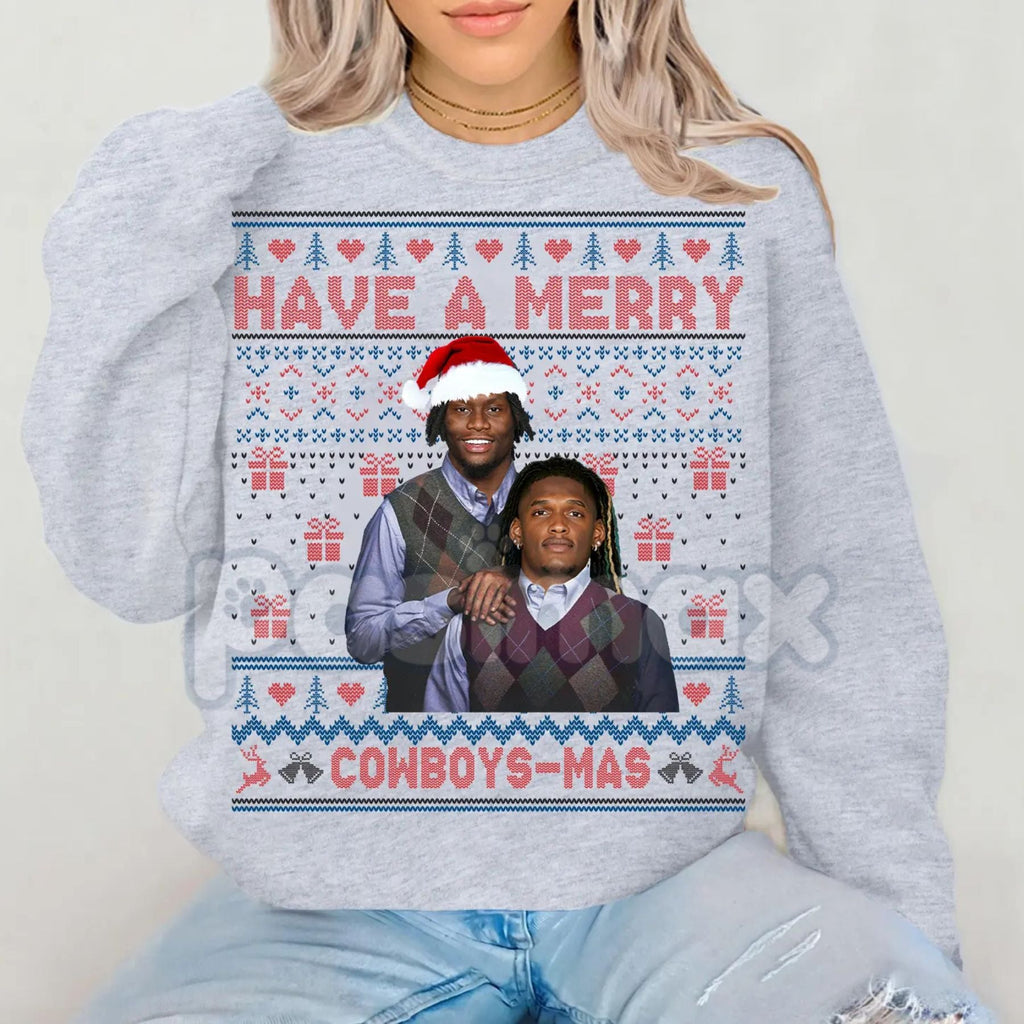 Pasimax Merry Pickens Lamb Christmas Ugly Graphic Sweatshirt | Funny NFL Cowboys Steelers Holiday Jumper | Wide Receiver Fan 