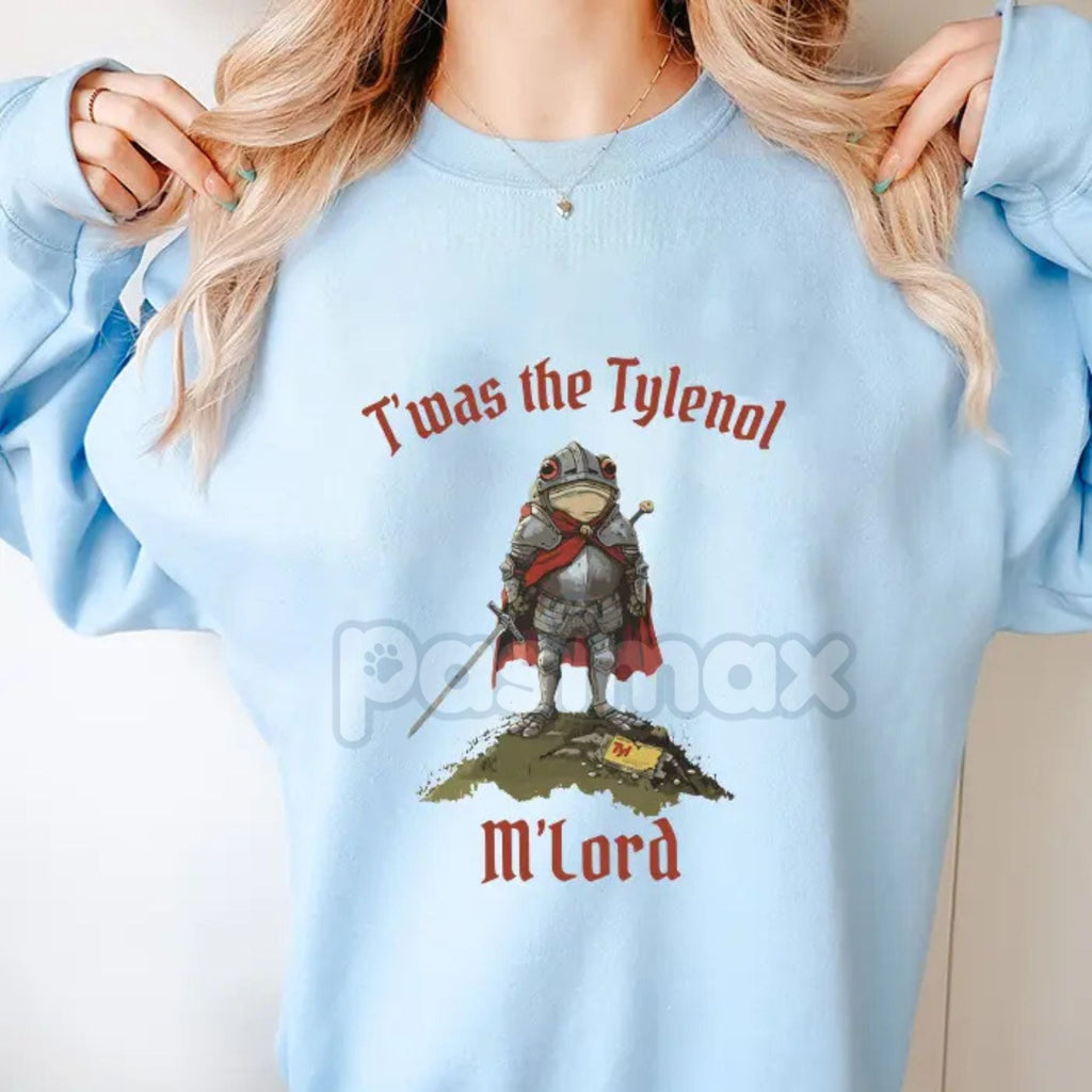 Pasimax "Twas the Tylenol M'Lord" Funny Meme T-Shirt – Anti-RFK Jr. Pro-Science Liberal Frog Tee — side view