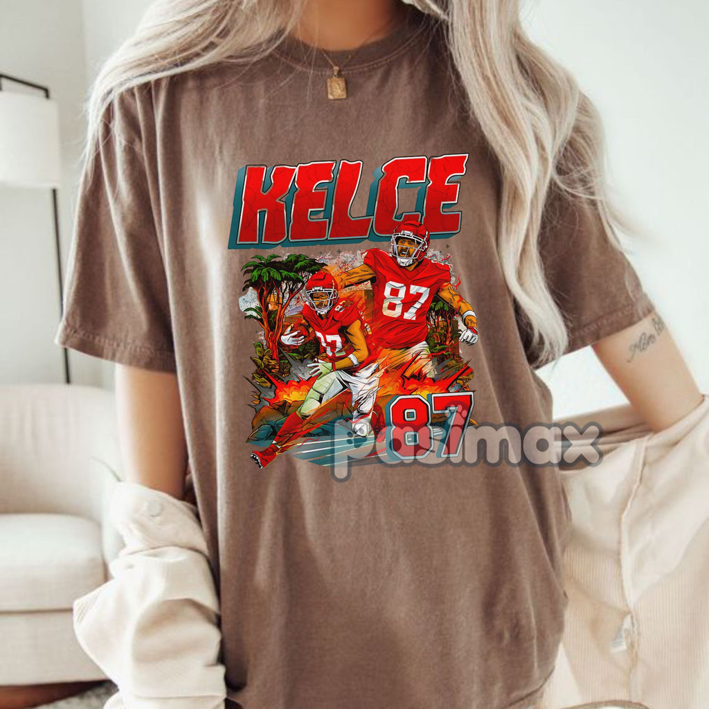 Pasimax Travis Kelce Kansas City Chiefs Graphic T-Shirt - NFL Football Fan Apparel, Team Tee — side view