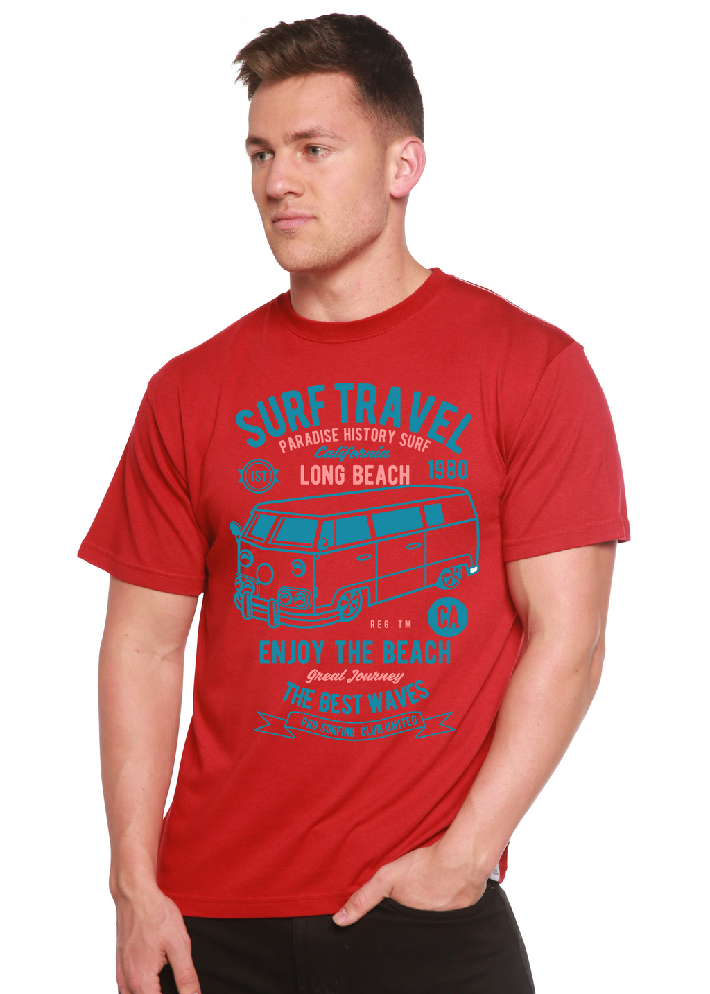 Spun Bamboo Surf Travel Spun Bamboo® Men's Bamboo Viscose/Organic Cotton Short Sleeve Graphic T-Shirt — alternative angle