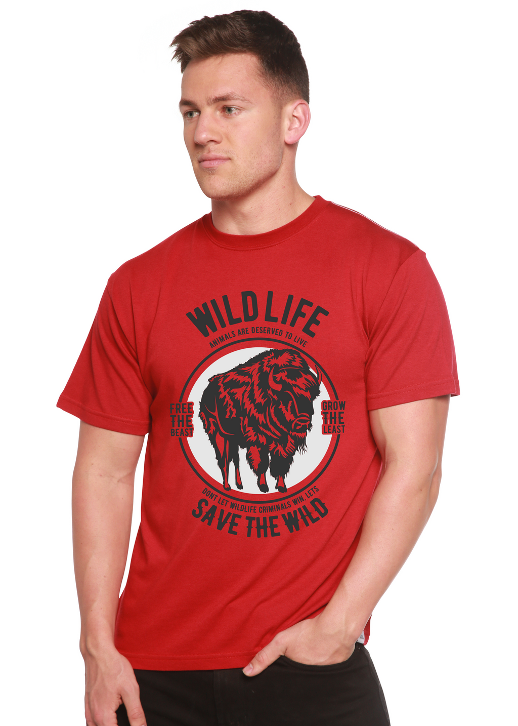 Spun Bamboo Wild Life Spun Bamboo® Men's Bamboo Viscose/Organic Cotton Short Sleeve Graphic T-Shirt — alternative angle