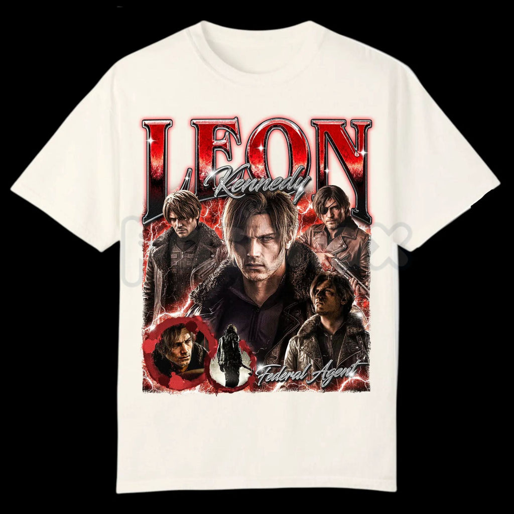 Pasimax Leon S. Kennedy "Requiem" Bootleg T-Shirt - 2026 Resident Evil Character Graphic Tee, Premium 100% Cotton Survival Ho