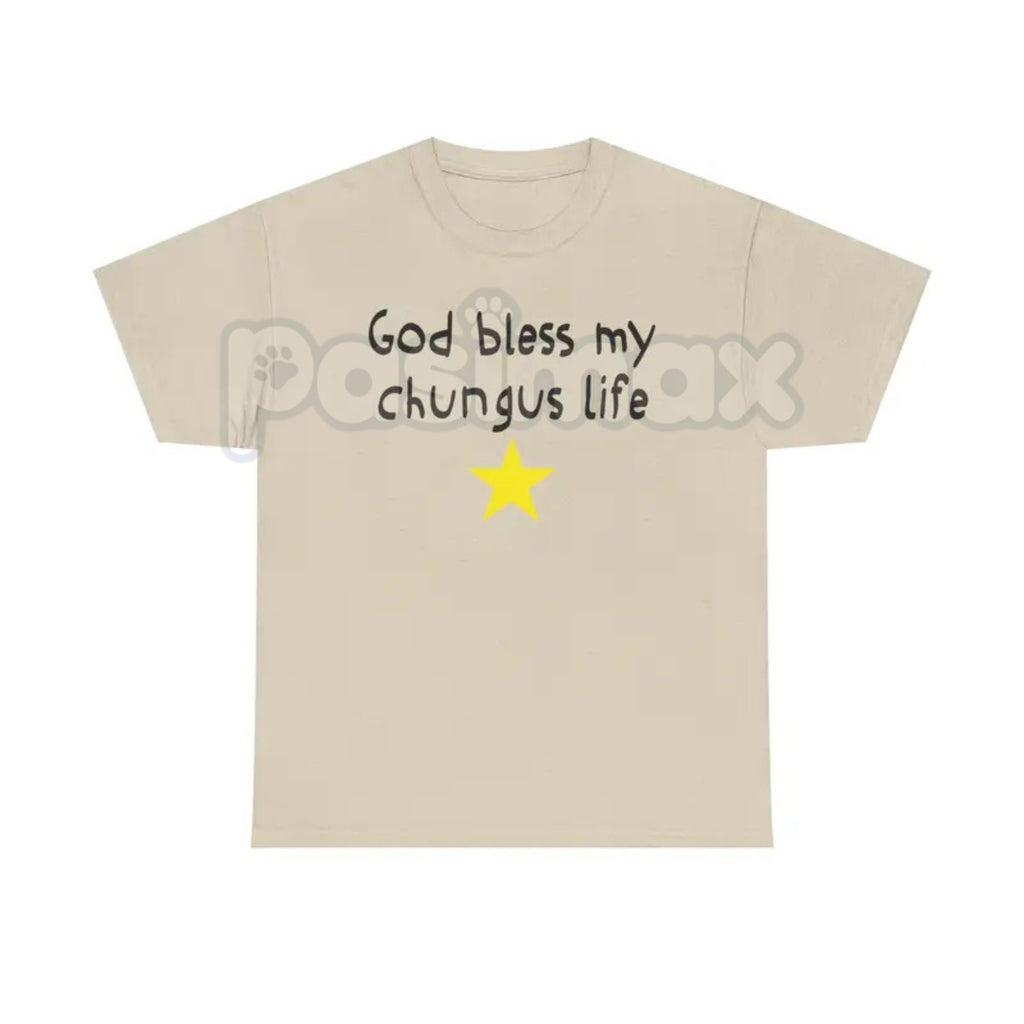 Pasimax "God Bless My Chungus Life" Funny T-Shirt - Ironic Big Chungus Meme Tee, Sarcastic Religious Parody Shirt, Wholesome 