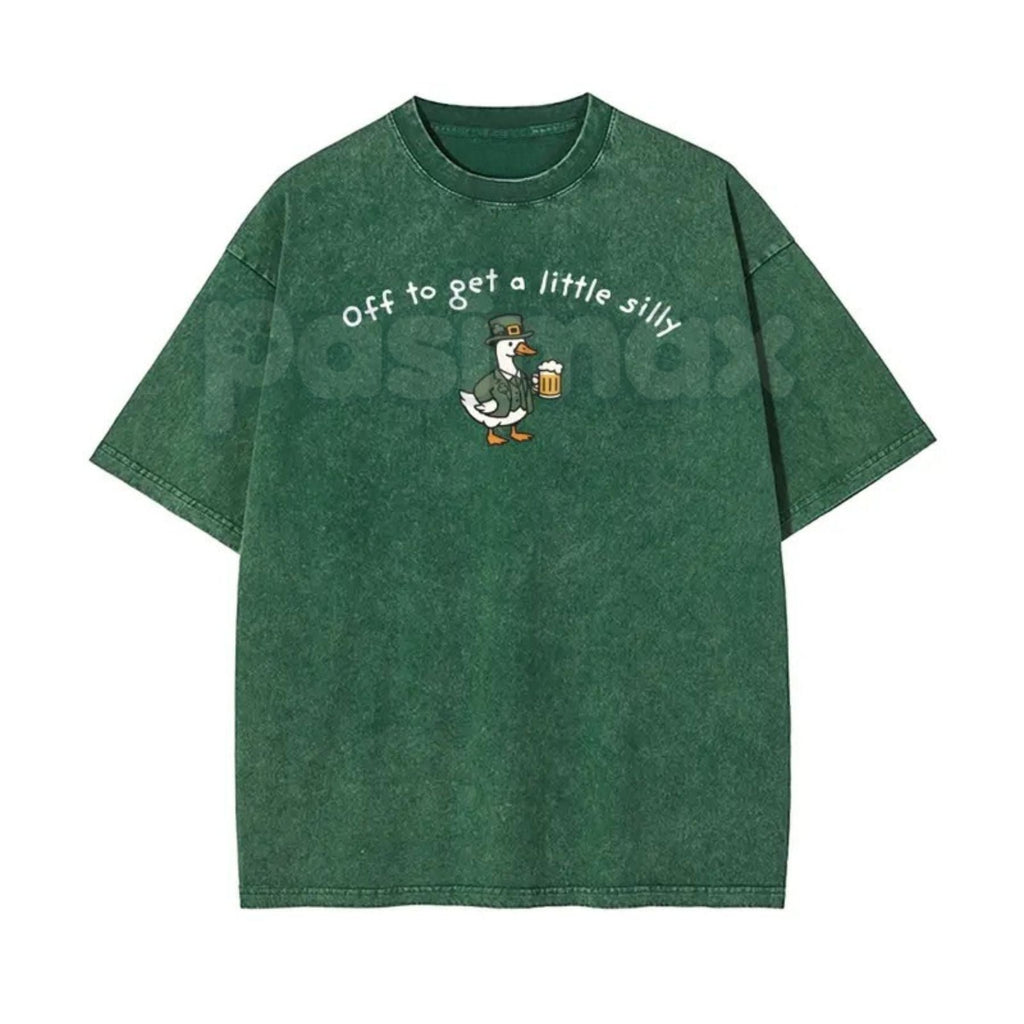 Pasimax Off To Get A Little Silly Vintage Washed T-Shirt – St. Patrick’s Day Shamrock Graphic Tee — side view