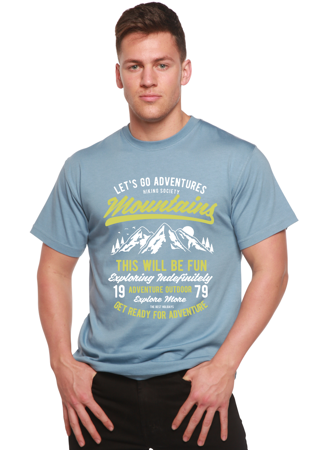 Spun Bamboo Let's Go Adventure Men's Bamboo Viscose/Organic Cotton Short Sleeve Graphic T-Shirt — alternative angle