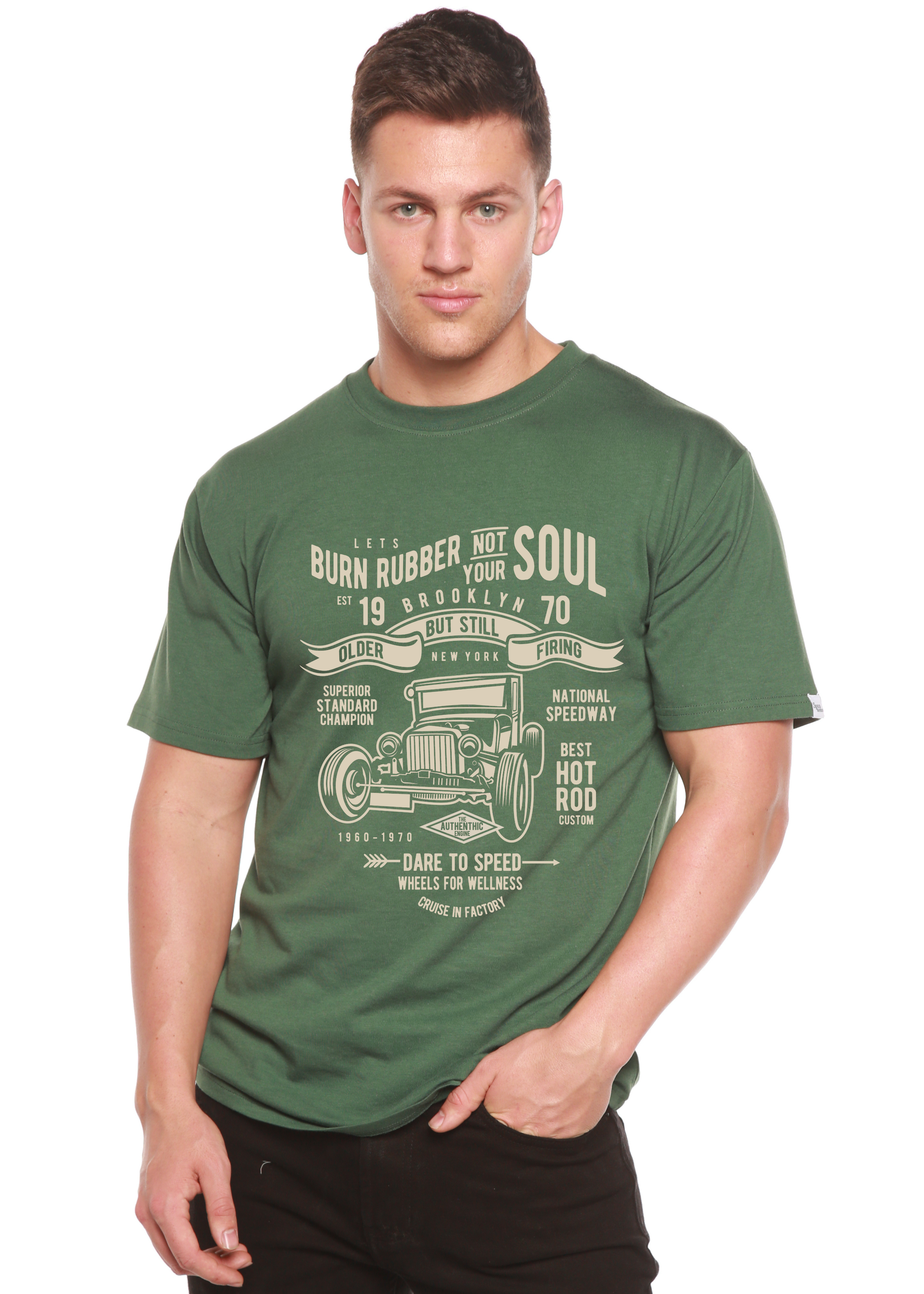 Spun Bamboo Burn Rubber Men's Bamboo Viscose/Organic Cotton Short Sleeve Graphic T-Shirt — alternative angle