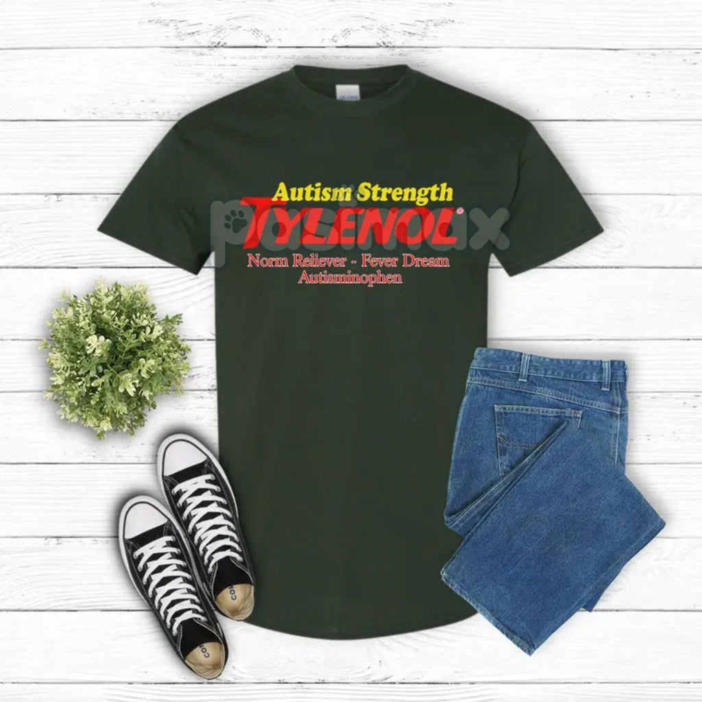 Pasimax Autism "Extra Strength" Funny T-Shirt — side view