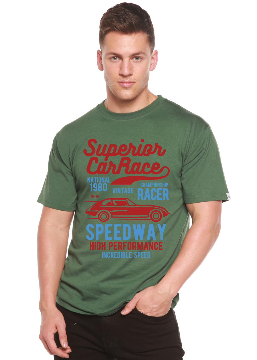Spun Bamboo Superior Car Spun Bamboo® Men's Bamboo Viscose/Organic Cotton Short Sleeve Graphic T-Shirt — back view