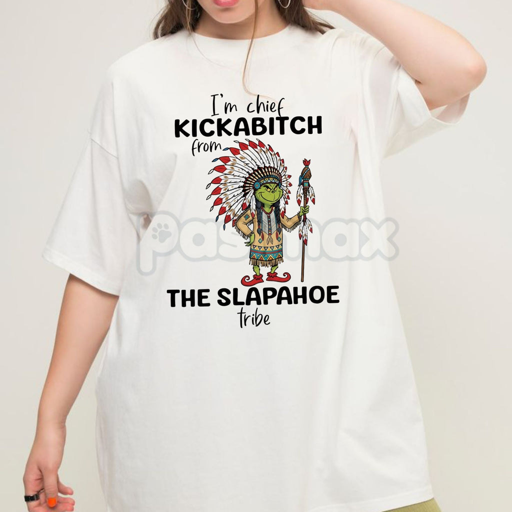 Pasimax Grinch "Chief Kickabitch" Funny Christmas Shirt - Irreverent Holiday Humor Tee, Mean Christmas Slogan, Edgy Grinch Fa
