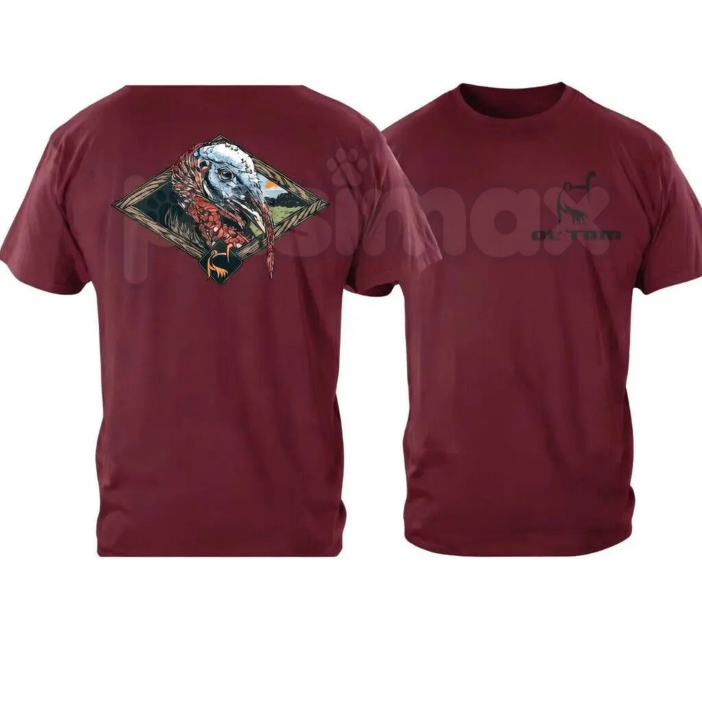 Ol’ Tom Wild Turkey Hunting T-Shirt – Vintage Wildlife Graphic Tee, Premium 100% Cotton Hunter Gift Idea, Soft Lived-In Heavyweight Outdoor Camo Style Top, Made in USA