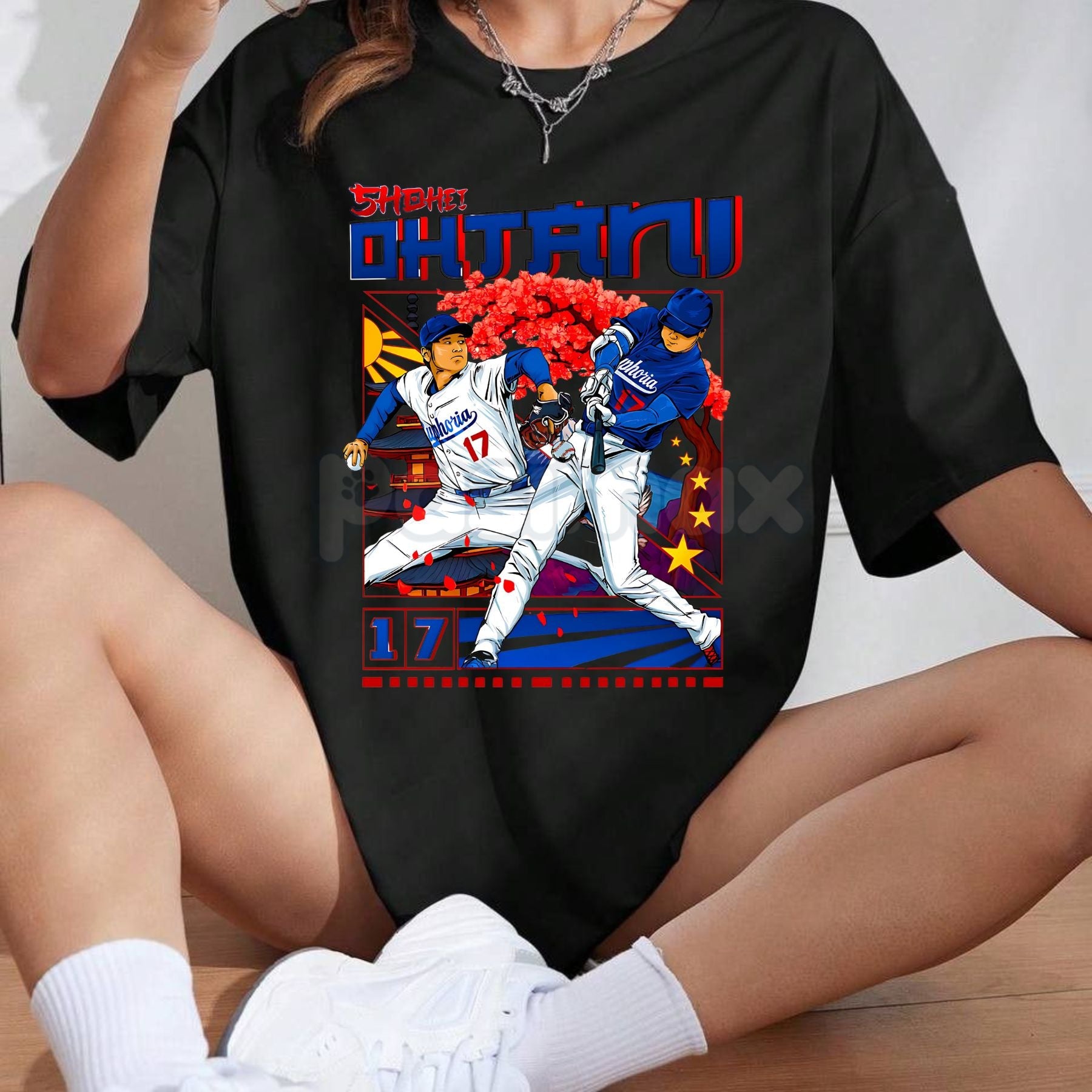 Pasimax Shohei Ohtani Graphic T-Shirt LA Baseball MVP Tee - Angels Dodgers Japan MLB Fan Apparel, Unisex Baseball Gift — side