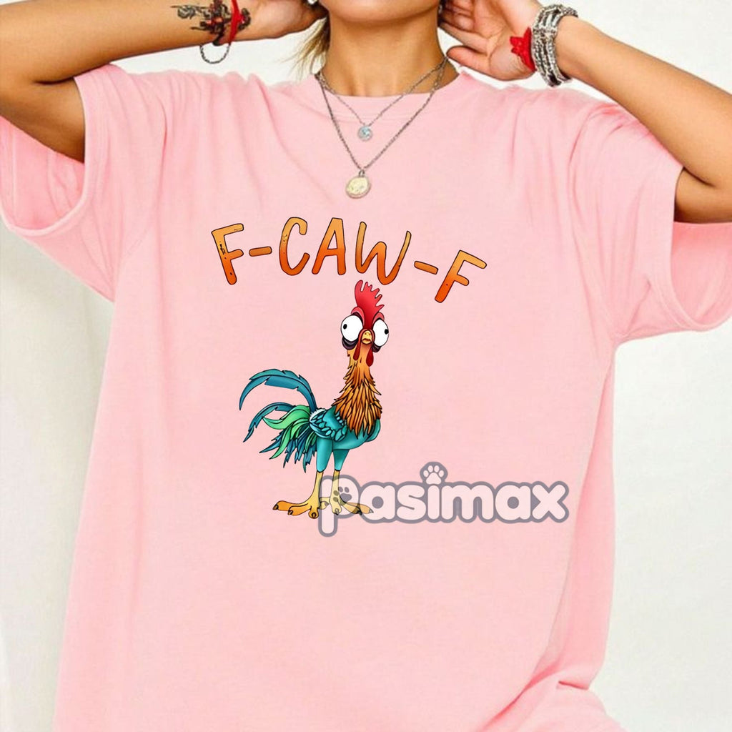Pasimax Funny "F-CAW-F" Chicken T-Shirt — side view