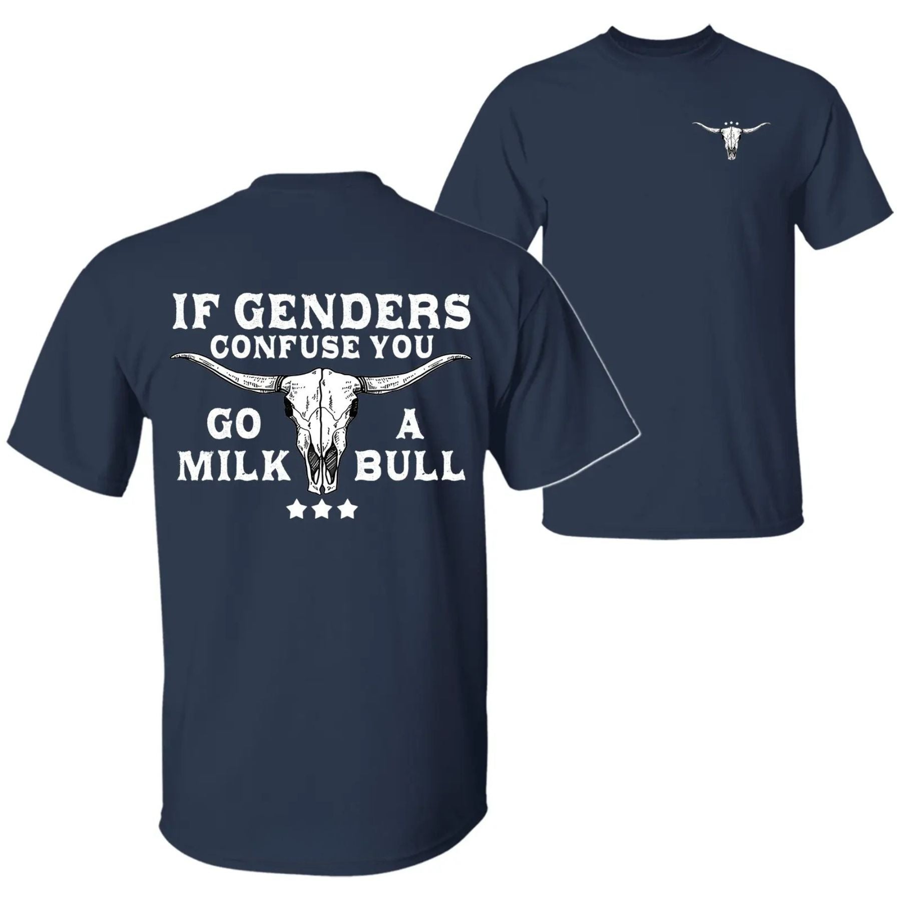 Pasimax "If Gender Confuse You..." Funny Sarcastic T-Shirt - 2-Sided Unisex Quote Tee, Humor Apparel — side view