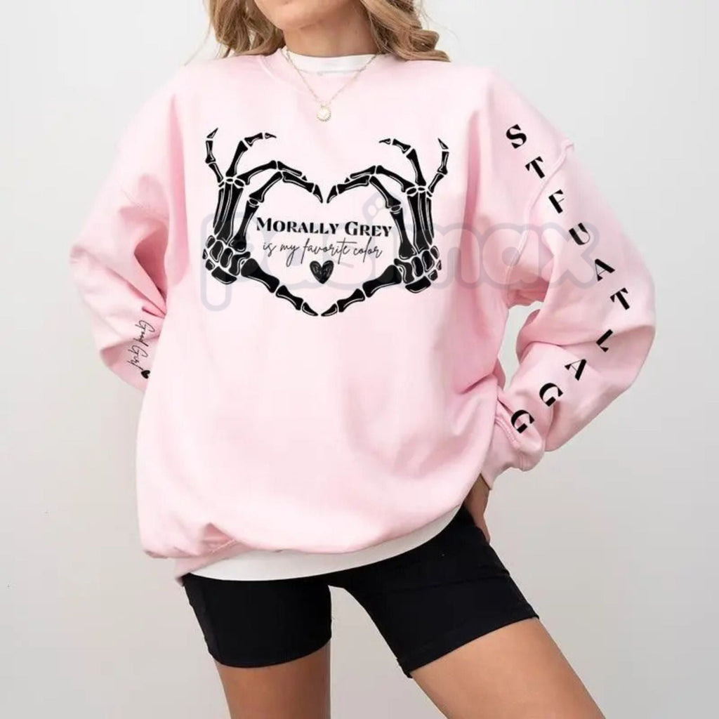 Pasimax "Morally Grey" Dark Romance Sweatshirt – Bookish Fandom Reader Crewneck — side view