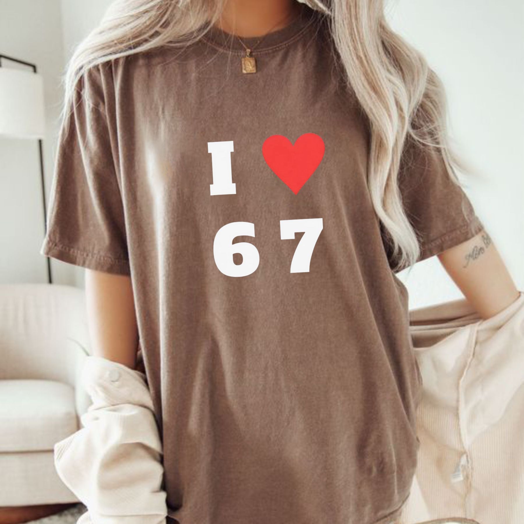 Pasimax "I Love 6 7" Crewneck T-shirt — side view