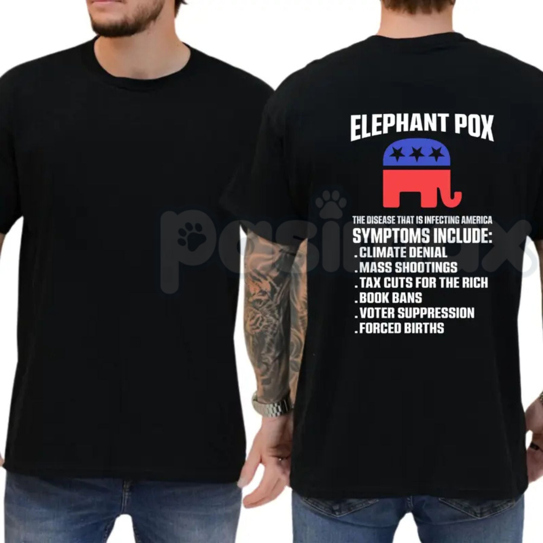 "Elephant Pox" Funny Political T-Shirt – Sarcastic Democracy Graphic Tee, Premium 100% Cotton Liberal Humor Top, Soft Lived-In Heavyweight Election Year Satire Shirt, Made in USA