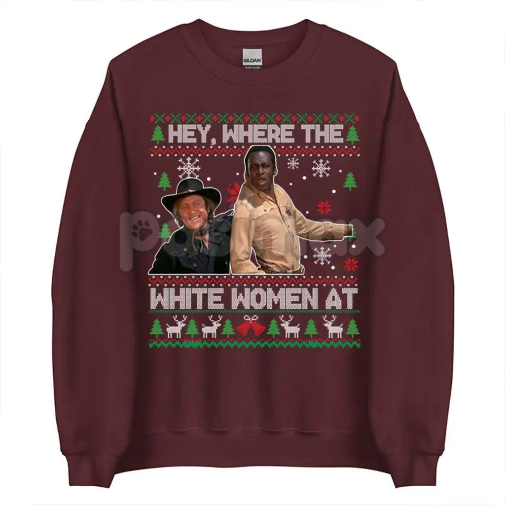 Pasimax "Excuse Me While I Whip This Out" Ugly Christmas Sweater | Blazing Saddles Movie Quote Jumper | Western Comedy Holida