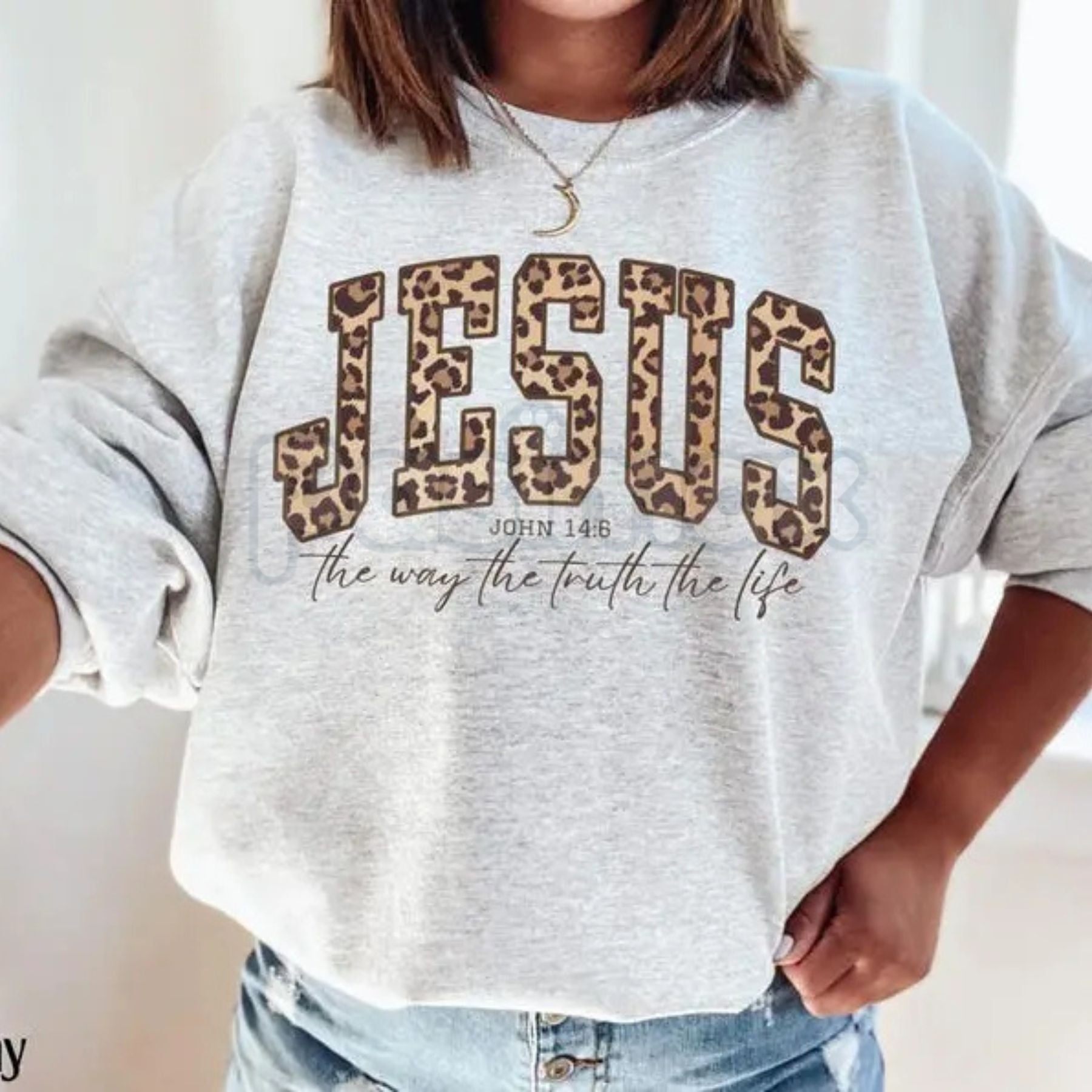 Pasimax Christian Jesus Sweatshirt – Walk by Faith Religious Crewneck — side view