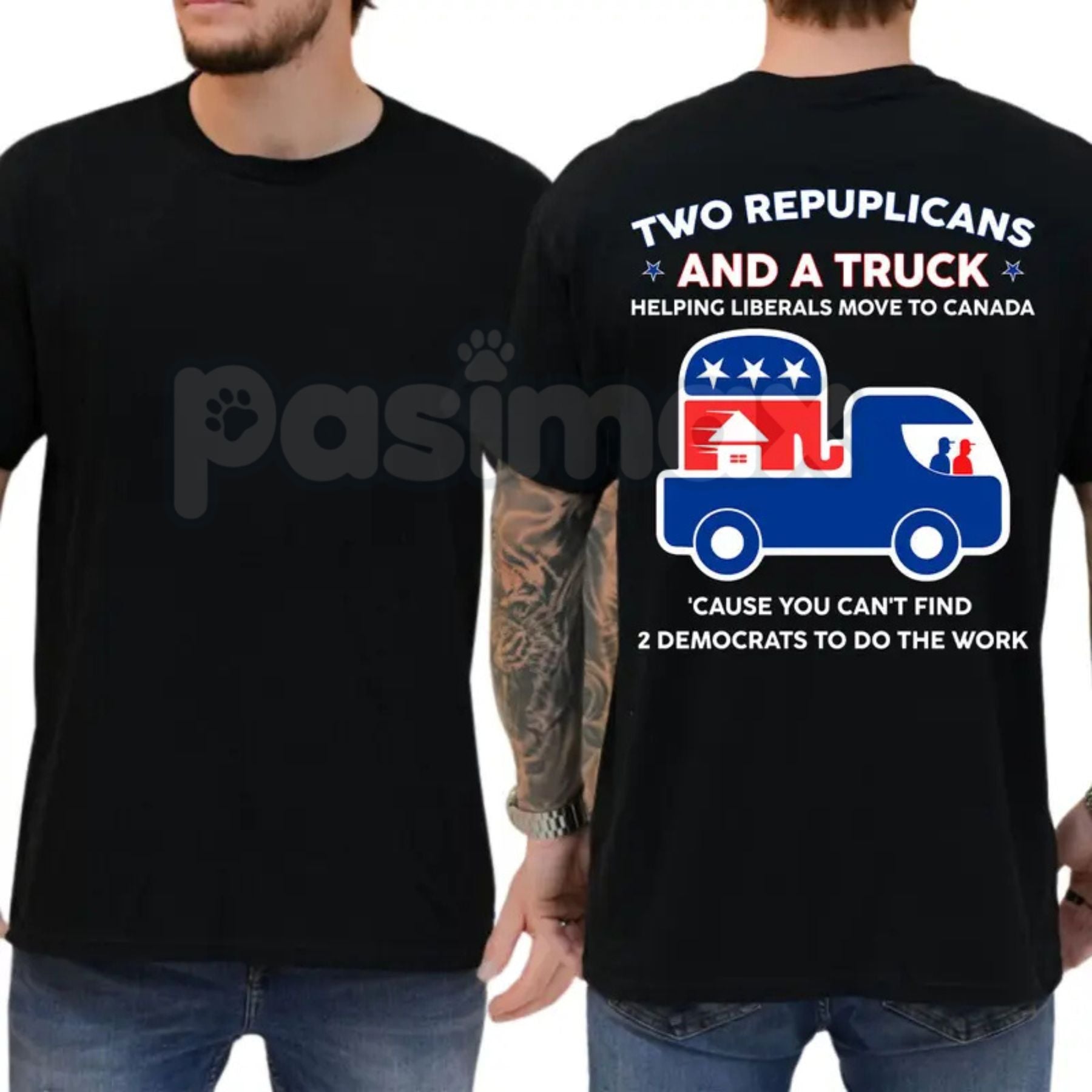 "Two Republicans and a Truck" Funny Political T-Shirt – Liberal Relocation Satire Unisex Graphic Tee