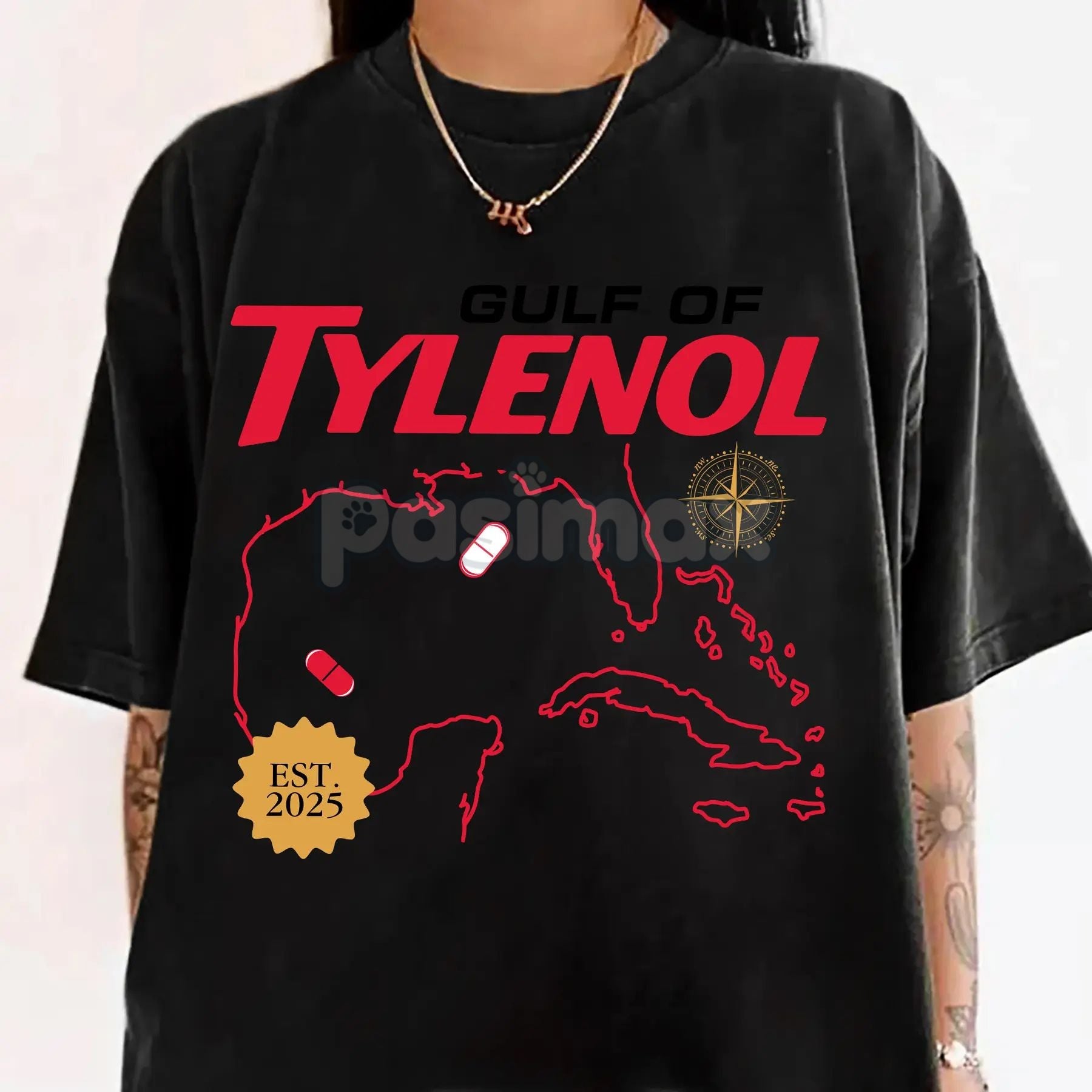 Pasimax Gulf of Tylenol FDT Funny T-Shirt — side view
