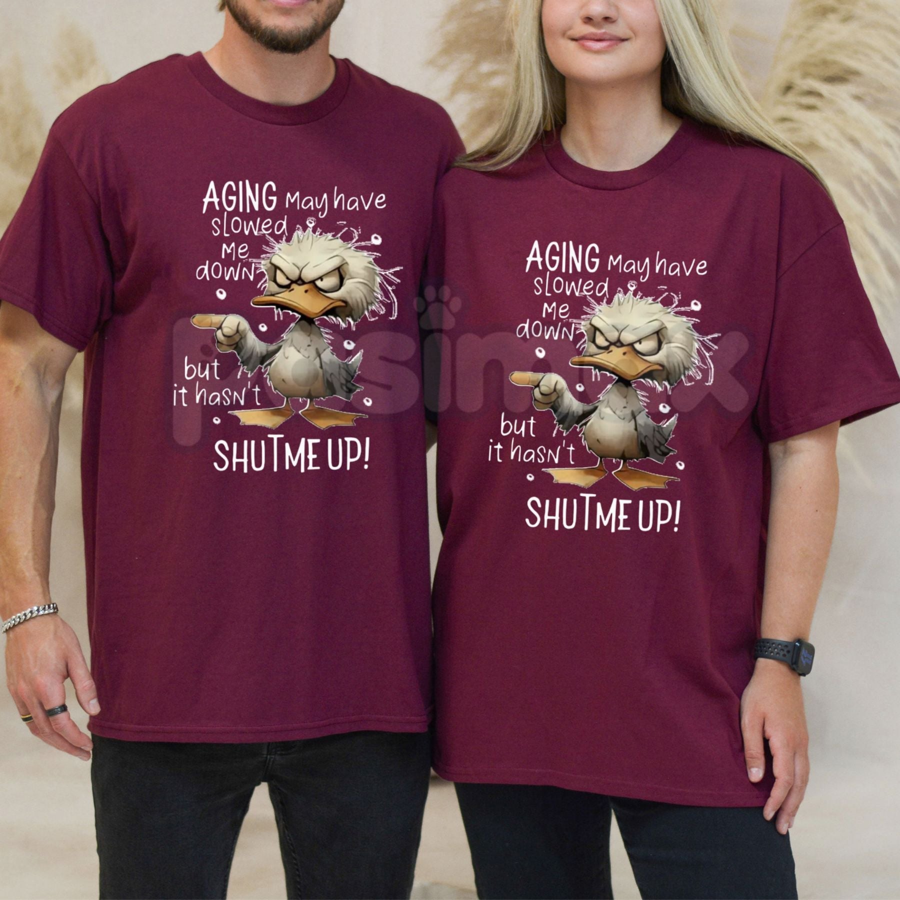 Pasimax "Aging May Have Slowed Me Down But It Haven't Shut Me Up" T-Shirt - Funny Senior Humor Graphic Tee, Premium 100% Cott