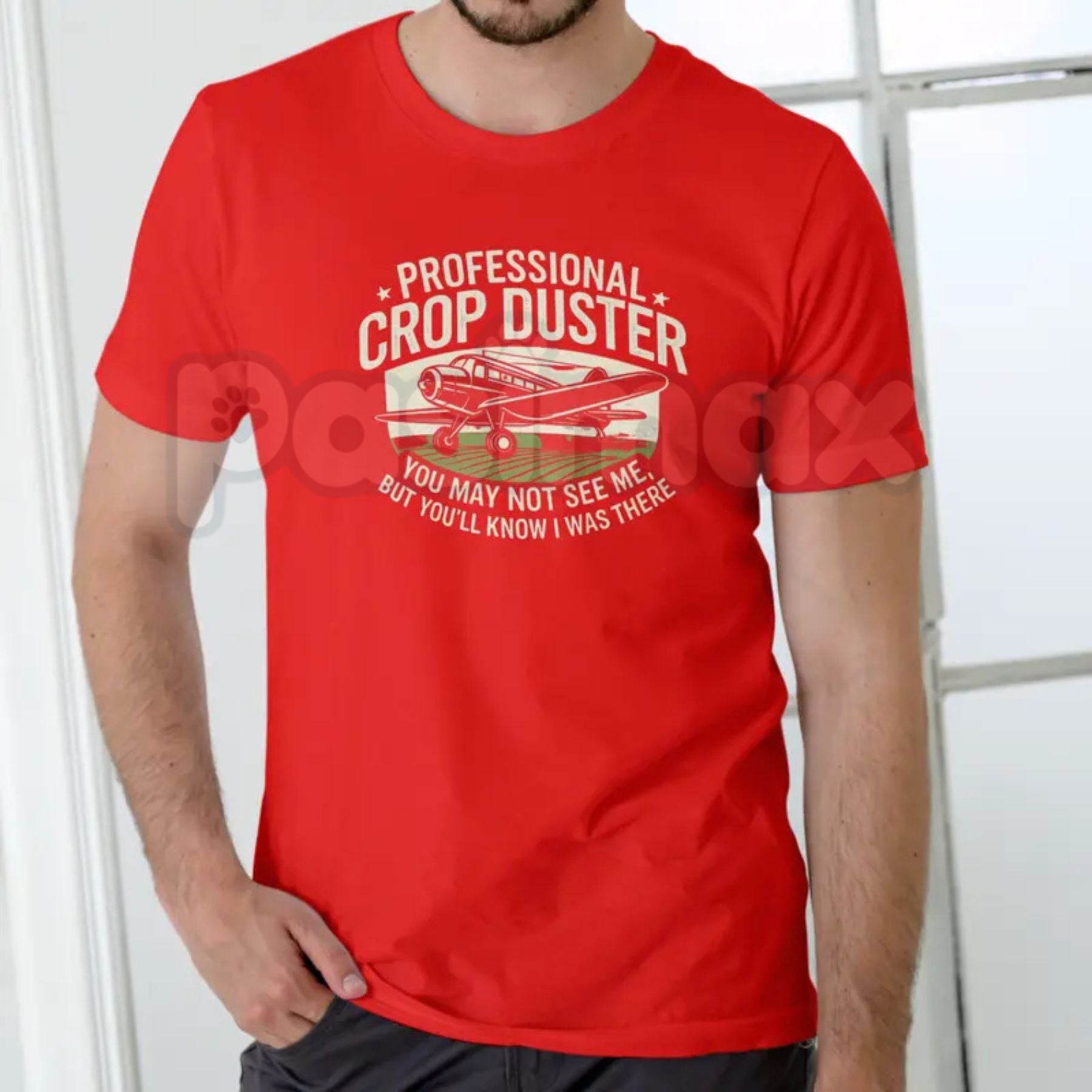 Pasimax "Professional Crop Duster" Industrial Safety T-Shirt - Funny Hazmat Graphic Tee, Premium 100% Cotton Warning Label Sh