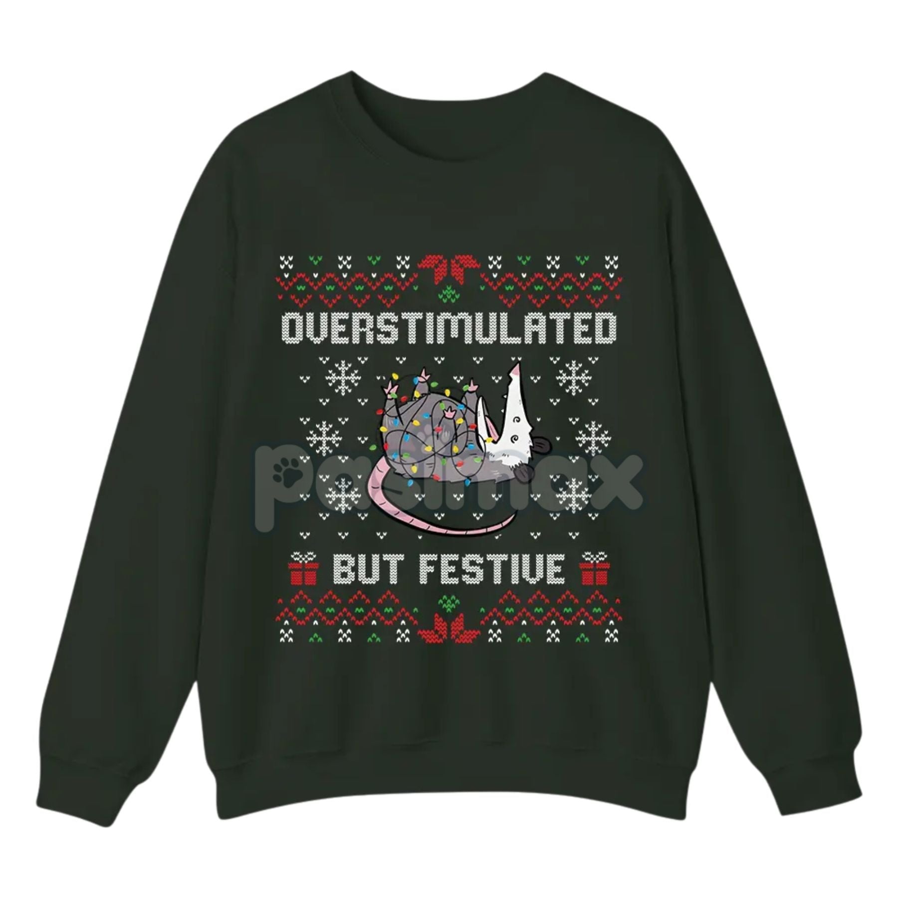 Pasimax Funny Opossum Christmas Sweatshirt — side view