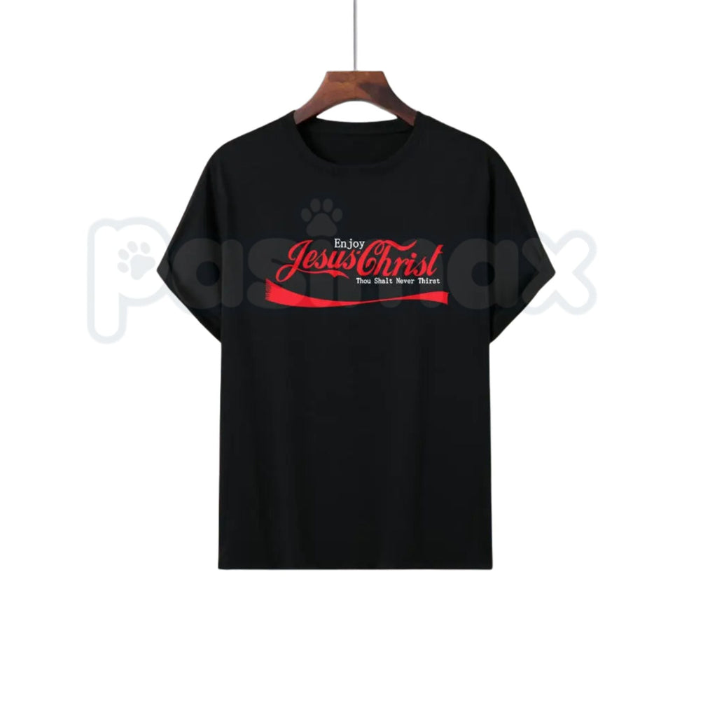 "Enjoy Jesus" Vintage Soda Script T-Shirt – Classic Retro Pop Graphic Tee, Remastered Heavy Cotton Faith-Based Top, Soft Lived-In Spiritual Conversation Starter Shirt, Made in USA
