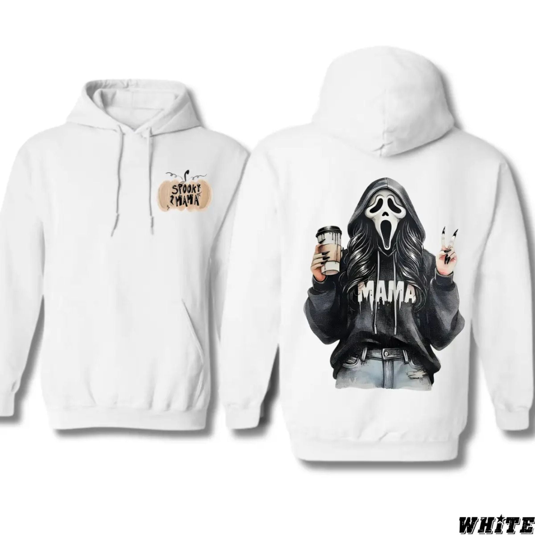 Pasimax Spooky Mama Coffee Ghost Hoodie — side view