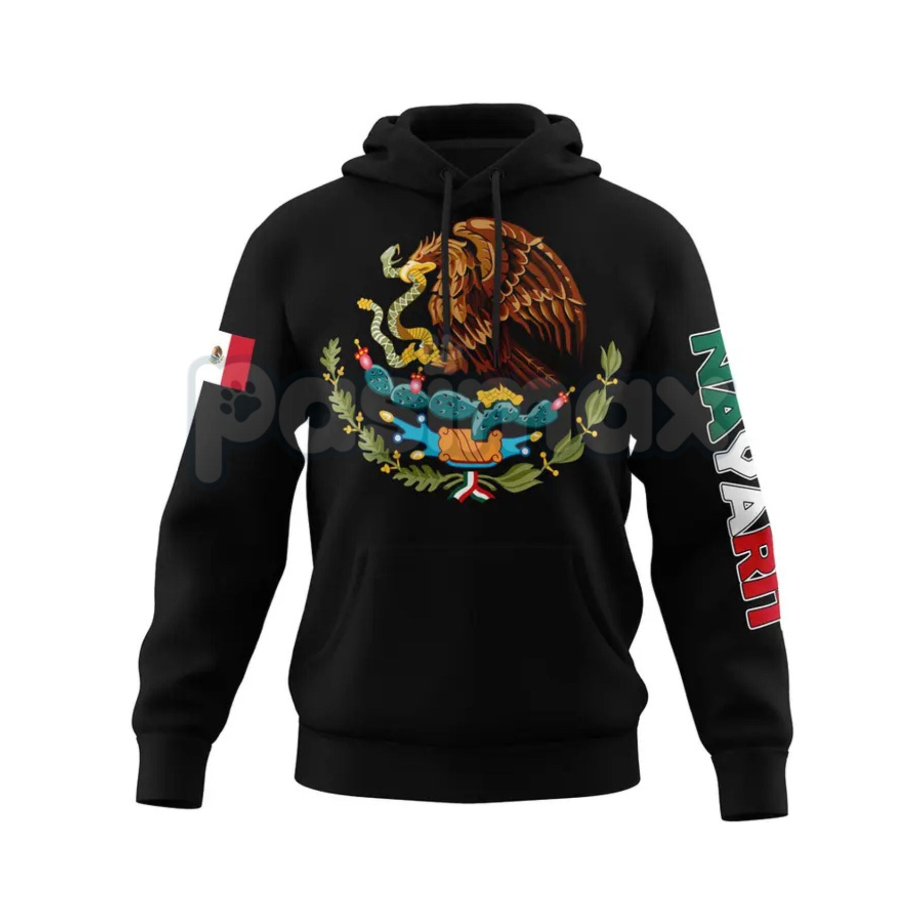 Pasimax Mexico States Design Black Hoodie — side view