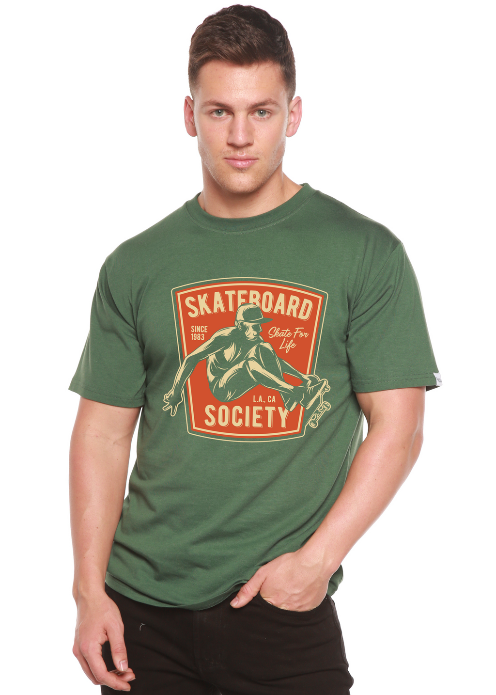 Spun Bamboo Skateboard Society Men's Bamboo Viscose/Organic Cotton Short Sleeve Graphic T-Shirt — lifestyle context