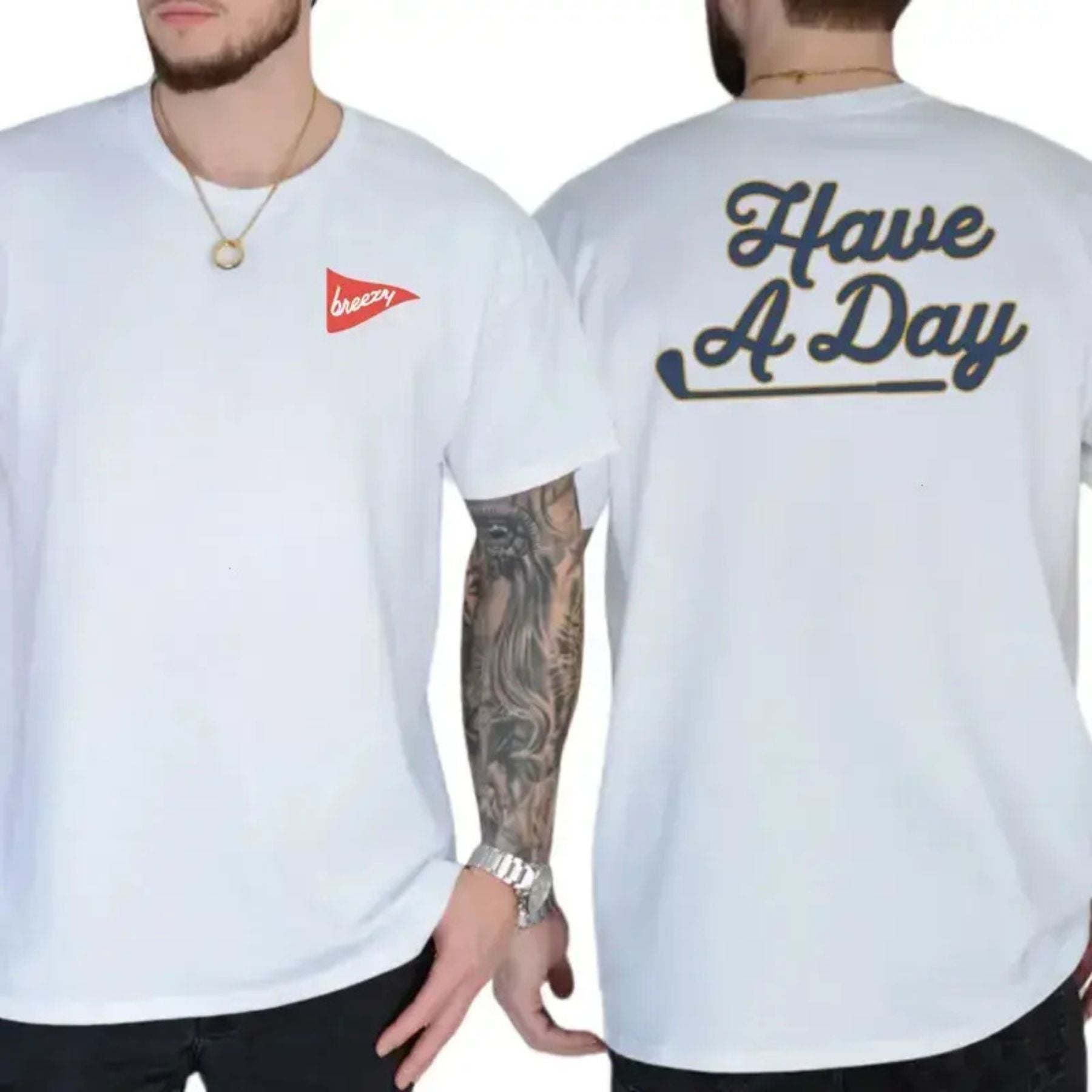 Pasimax Breezy Golf "Have A Day" 2-Sided Tee — side view