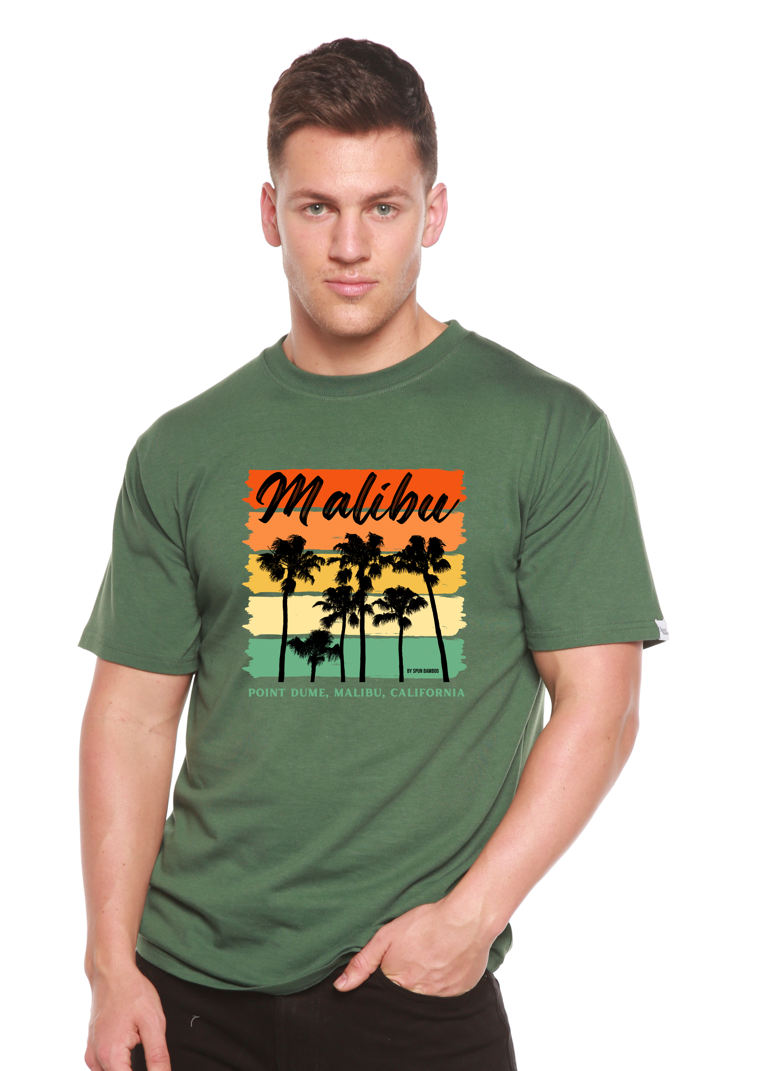 Spun Bamboo Malibu Unisex Bamboo Viscose/Organic Cotton Short Sleeve Graphic T-Shirt — color detail