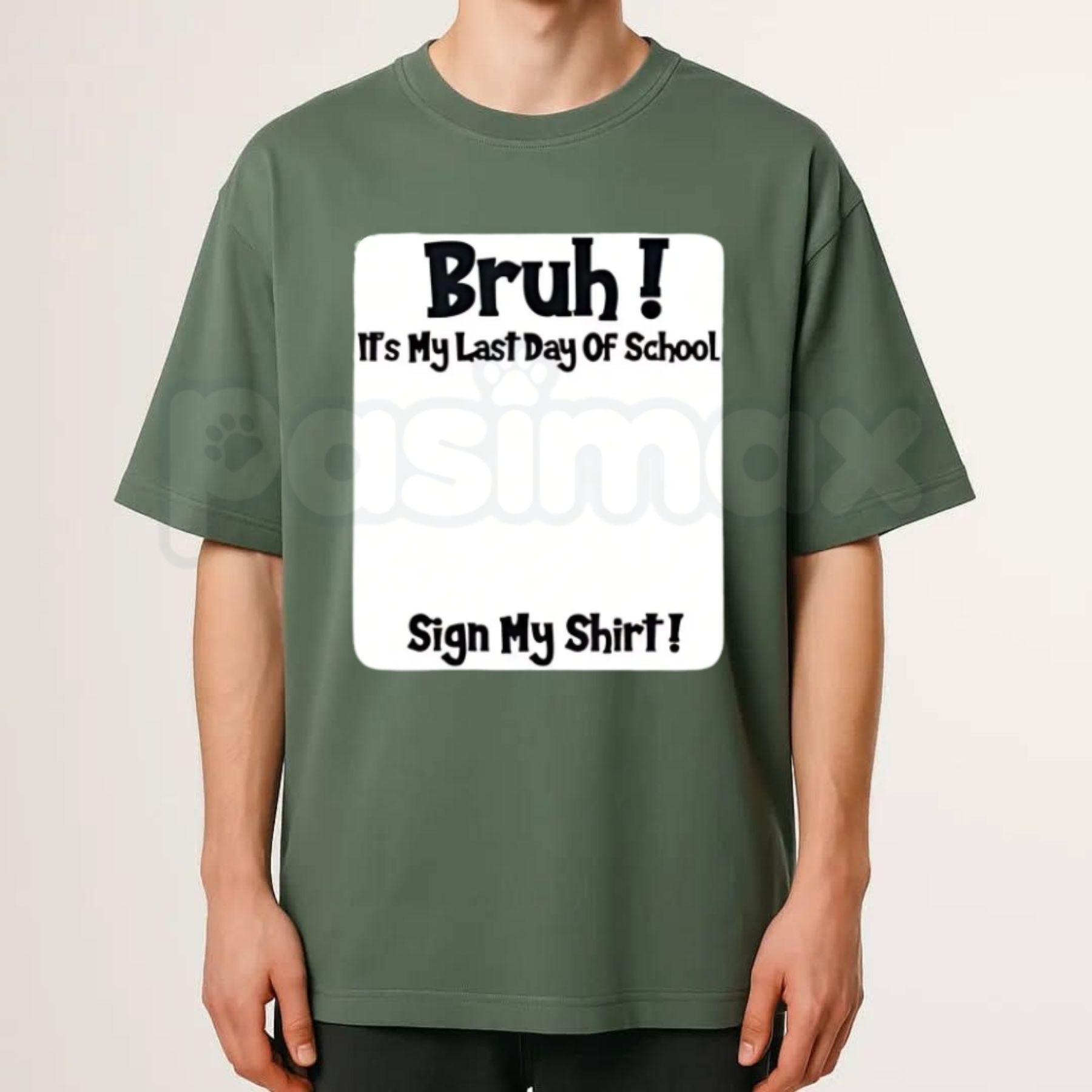 "Bruh It’s My Last Day Of School" Sign My T-Shirt – 2026 Graduation Keepsake Tee, Premium 100% Cotton Autograph Graphic Top, Soft Lived-In Heavyweight Class of 2026 Party Shirt, Made in USA