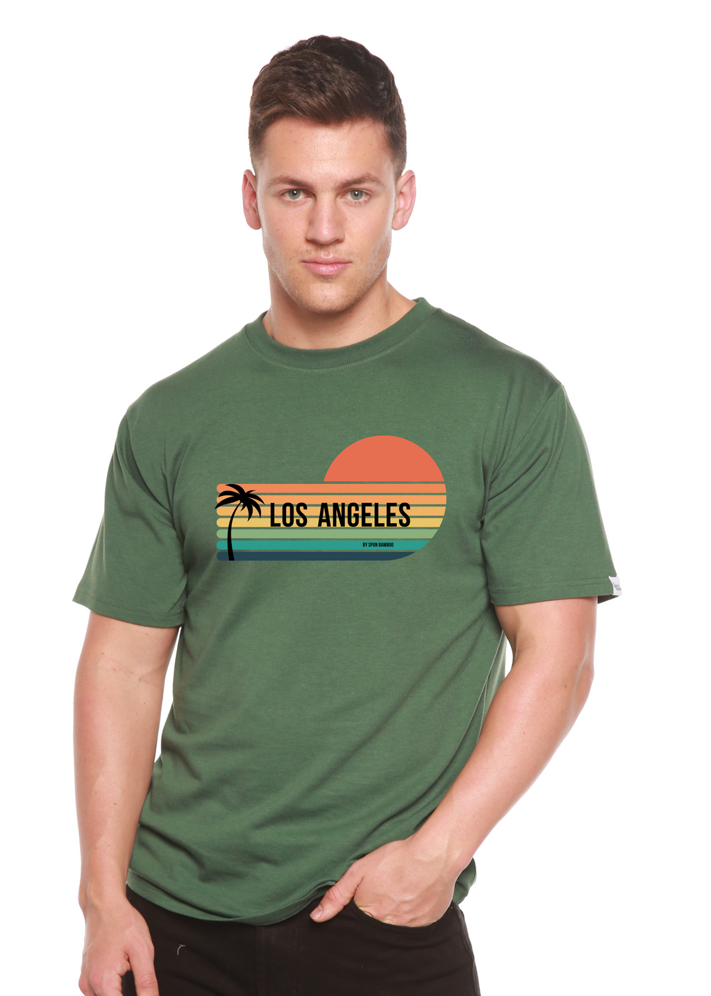 Spun Bamboo Los Angeles Spun Bamboo Unisex Bamboo Viscose/Organic Cotton Short Sleeve Graphic T-Shirt — color detail