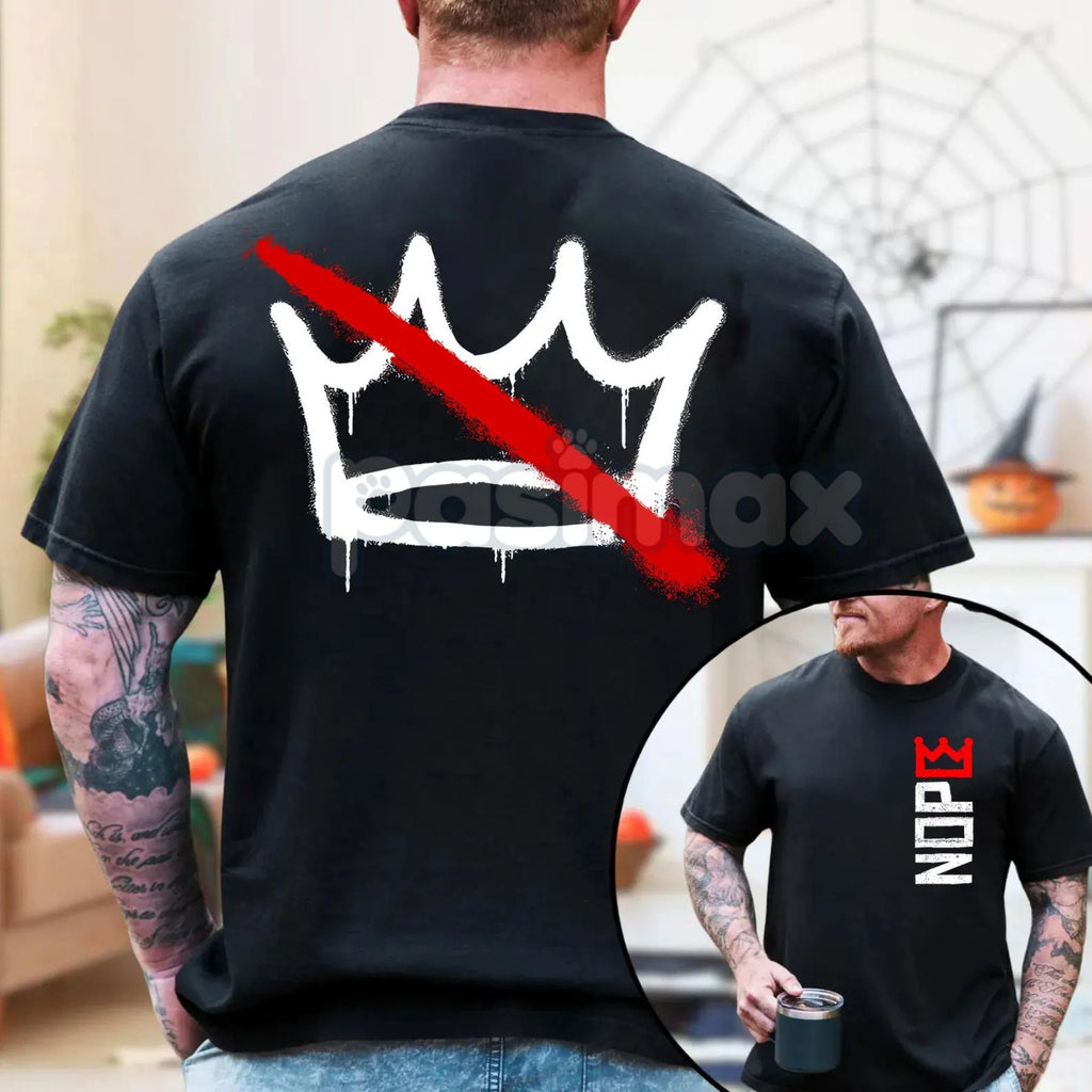 Pasimax "No Kings in America" T-Shirt - Anti-Monarchy Political Statement Tee, Crown Protest Gift, Unisex Patriotic Graphic —