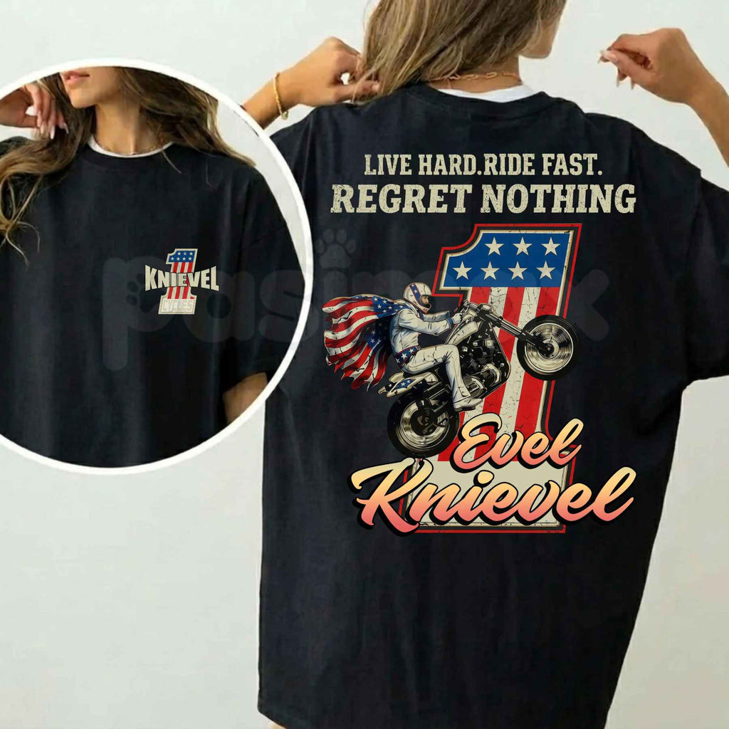 Daredevil Legend Evel Knievel Tee – Live Hard Ride Fast T-Shirt, American Rider Unisex Cotton Shirt, Cool Biker Gift