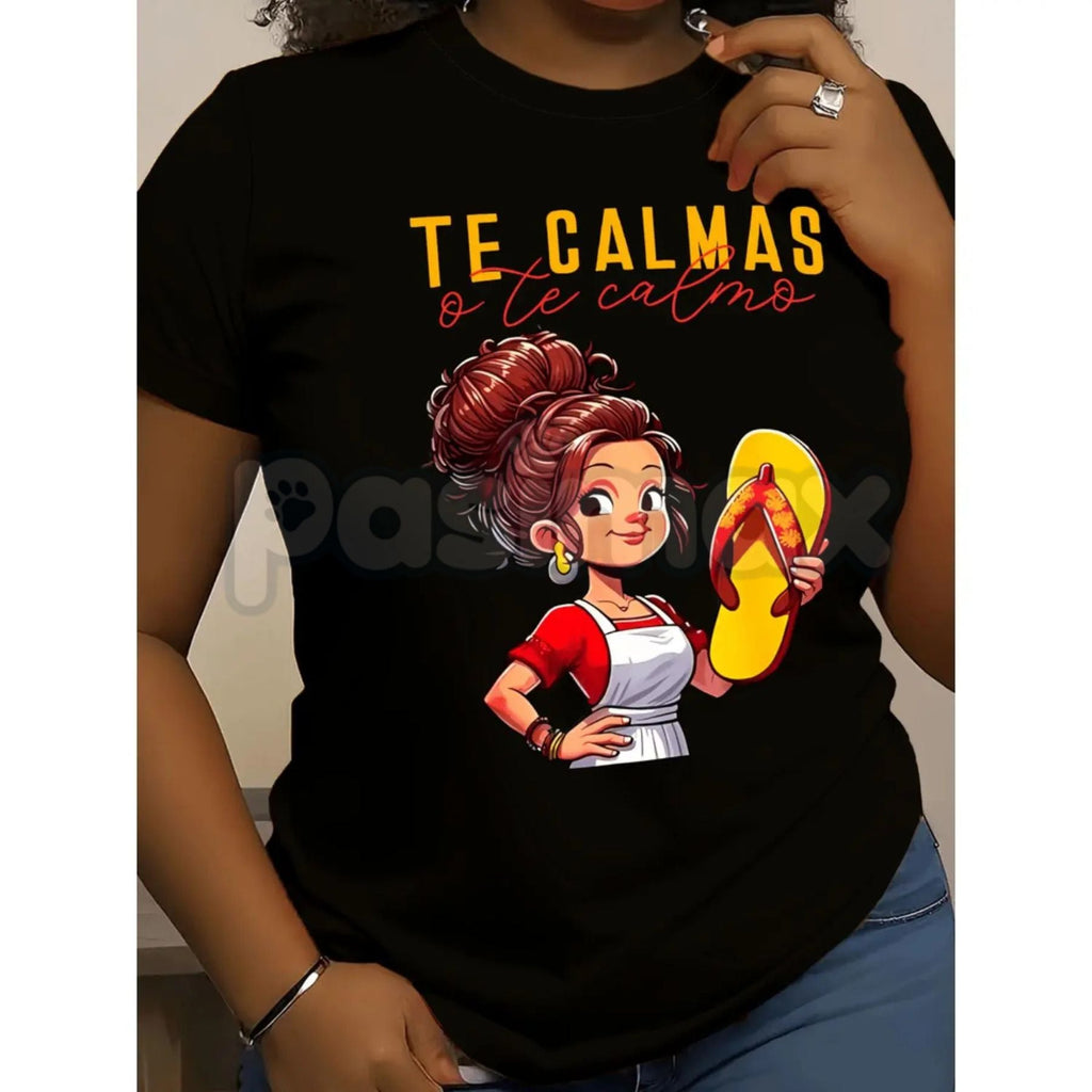 Funny "Calm Or I Will Calm You" Spanish Mom T-Shirt – Mexican Motherhood Graphic Tee, Premium 100% Cotton Latina Humor Top, Soft Lived-In Heavyweight Sarcastic Summer Shirt, Made in USA