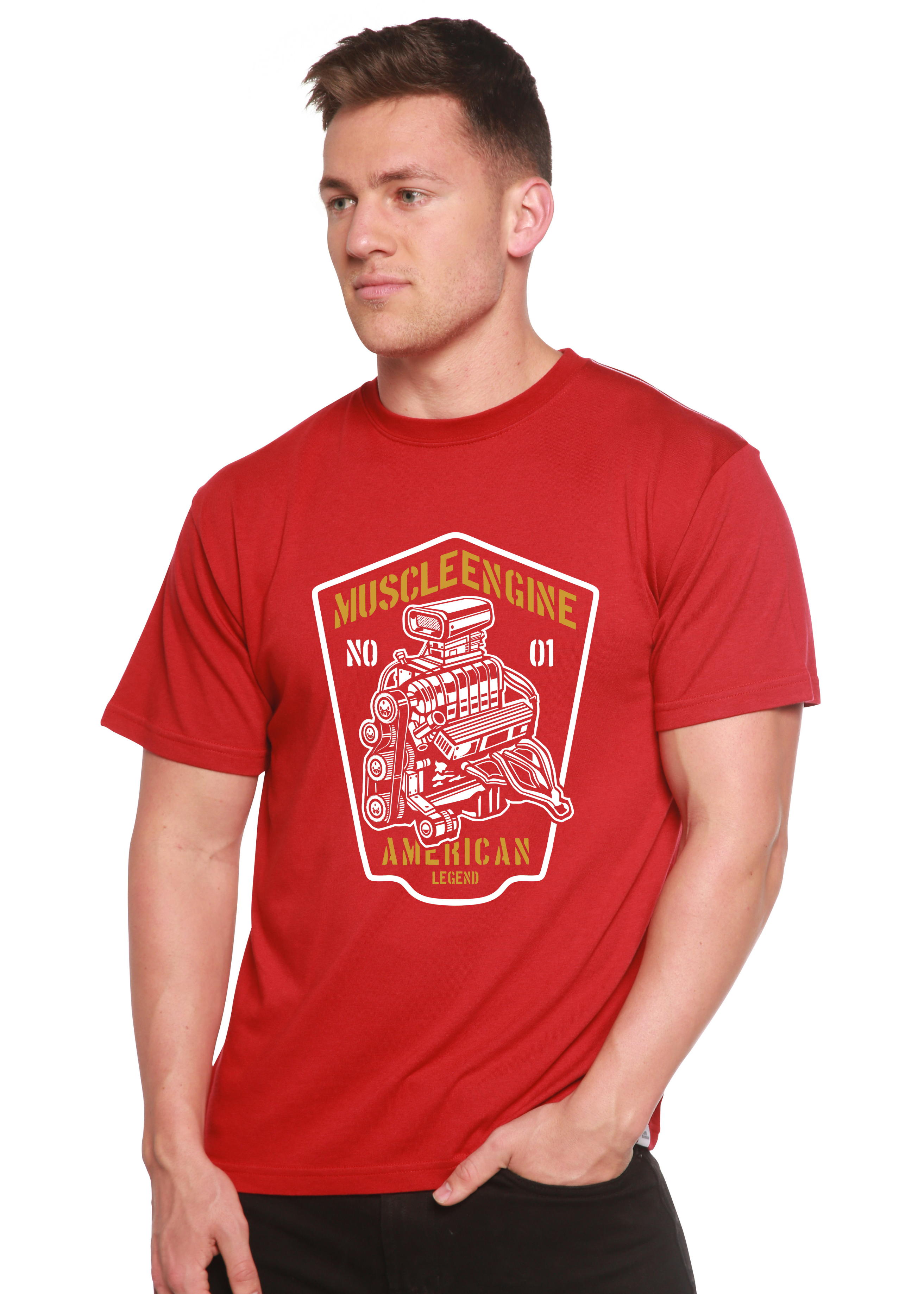 Spun Bamboo Muscle Engine Spun Bamboo® Men's Bamboo Viscose/Organic Cotton Short Sleeve Graphic T-Shirt — side view