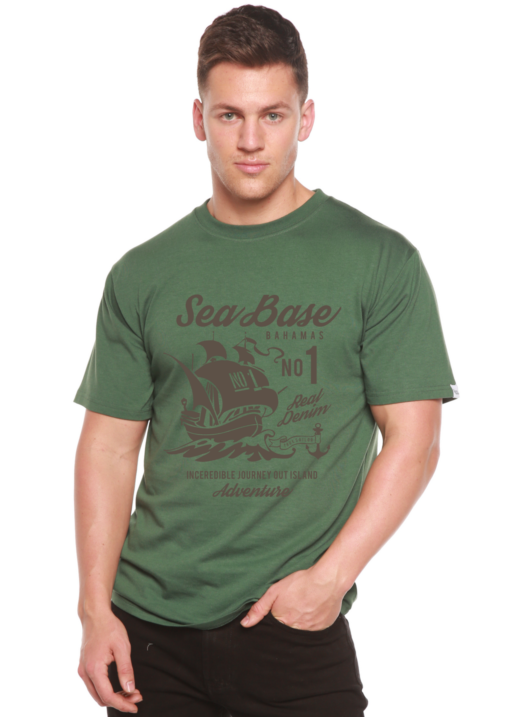 Spun Bamboo Sea Base Spun Bamboo® Men's Bamboo Viscose/Organic Cotton Short Sleeve Graphic T-Shirt — in-use photo
