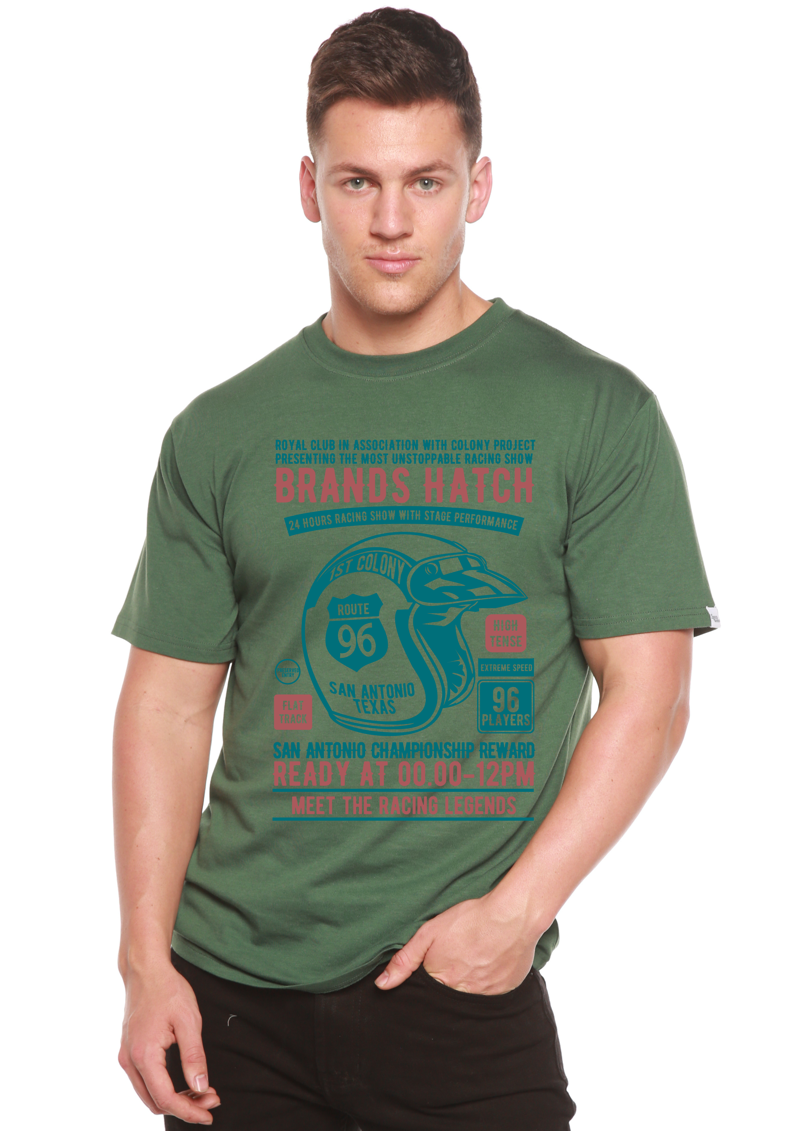 Spun Bamboo Brands Hatch Men's Bamboo Viscose/Organic Cotton Short Sleeve Graphic T-Shirt — size reference