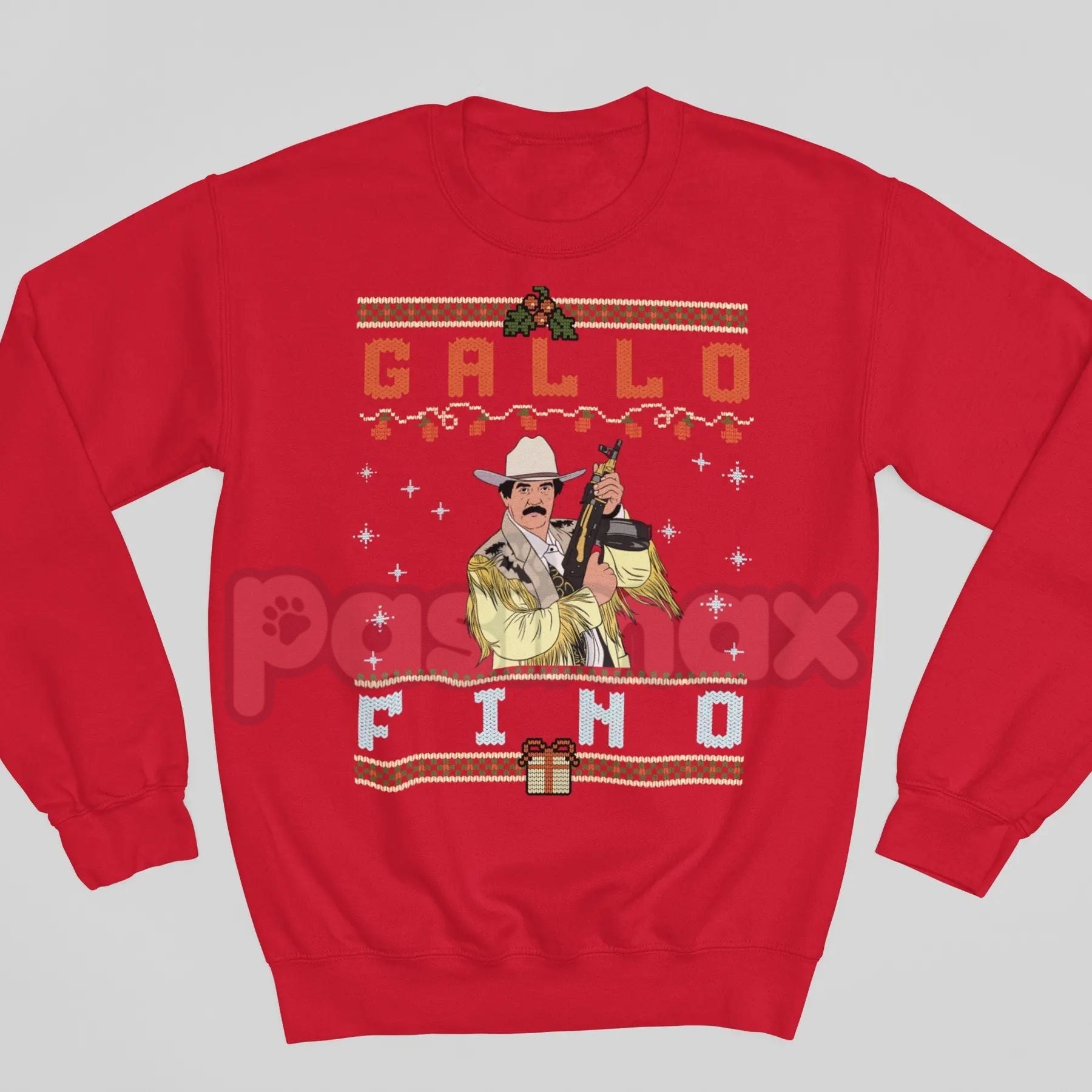 Pasimax "Gallo Fino" Sweatshirt | Classy Fine Rooster Spanish Idiom Crewneck | Dapper Latino Statement Apparel — side view