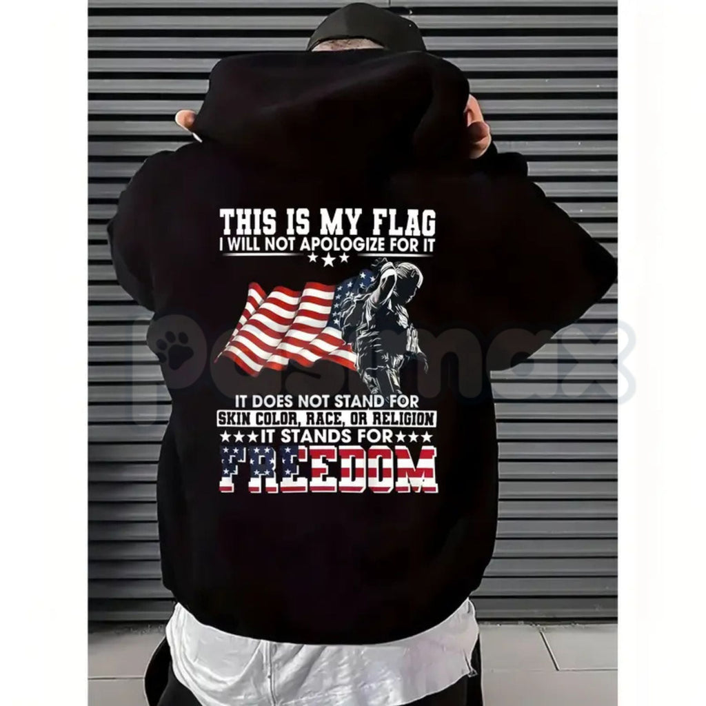 Pasimax Stand for Freedom Shirt – Bold Slogan Graphic Hoodie & Casual Regular Fit Liberty Sweatshirt — side view