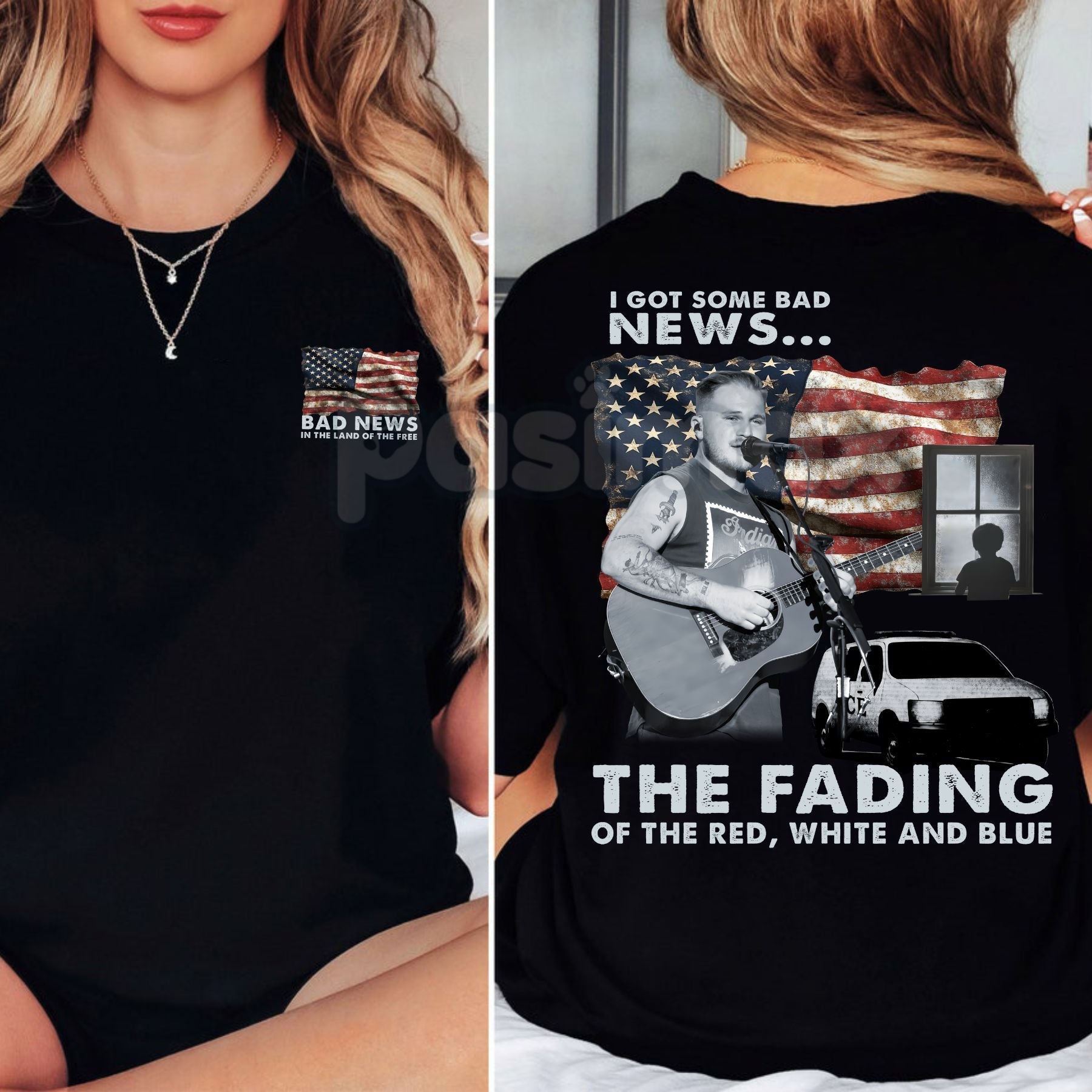Pasimax Distressed Americana T-Shirt - Fading Red, White & Blue Graphic Tee, Retro Patriotic Apparel, Unisex Vintage Style — 