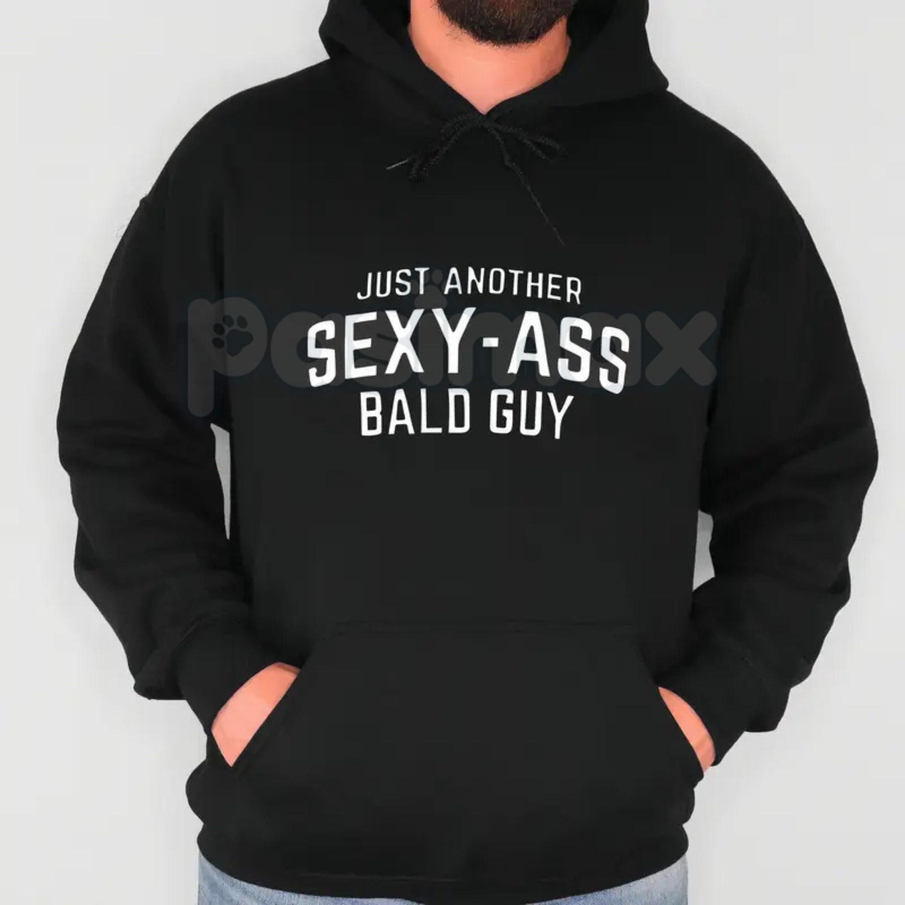 Pasimax Bald Guy Print Men's Crew Neck – Fashionable Sports T-Shirt, Sweatshirt & Hoodie Collection — side view