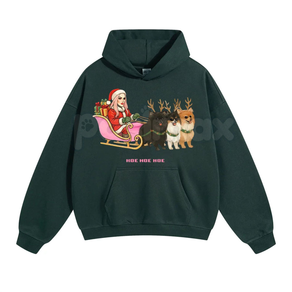 Pasimax "Hoe Hoe Hoe" Holiday Hoodie – Funny Risqué Christmas Slogan Pullover, Adult Festive Humor Apparel, Unisex — side vie