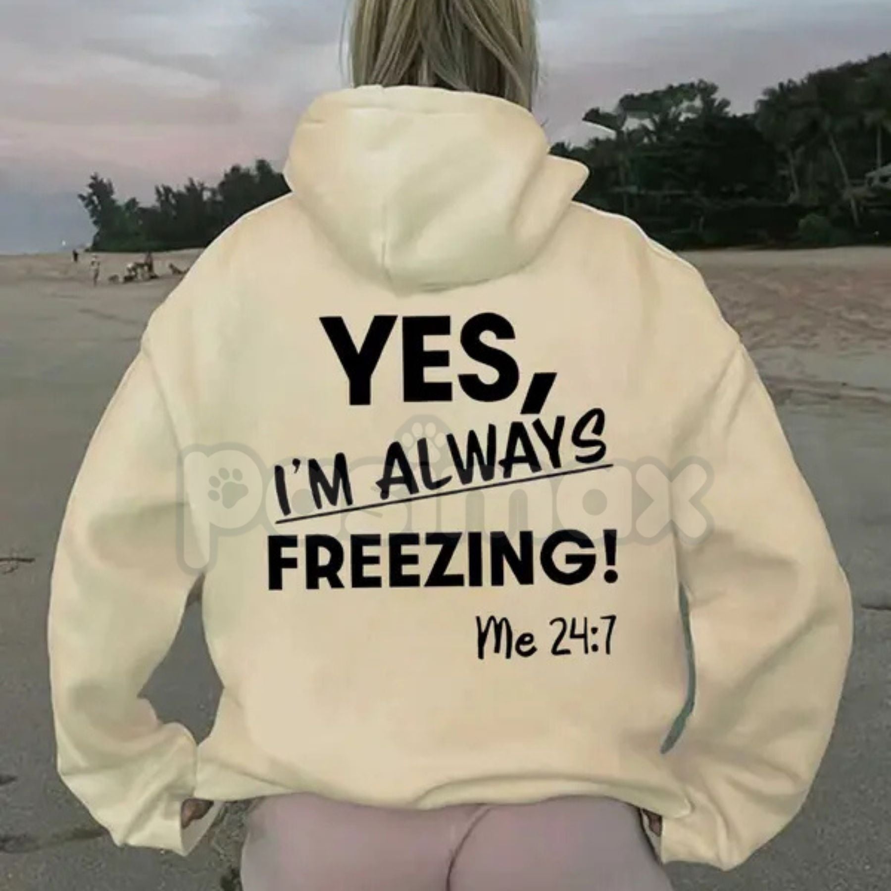 Pasimax "Yes, I'm Always Freezing" Funny Hoodie – Sarcastic Cold Person Pullover, Aesthetic Oversized Winter Apparel, Unisex 