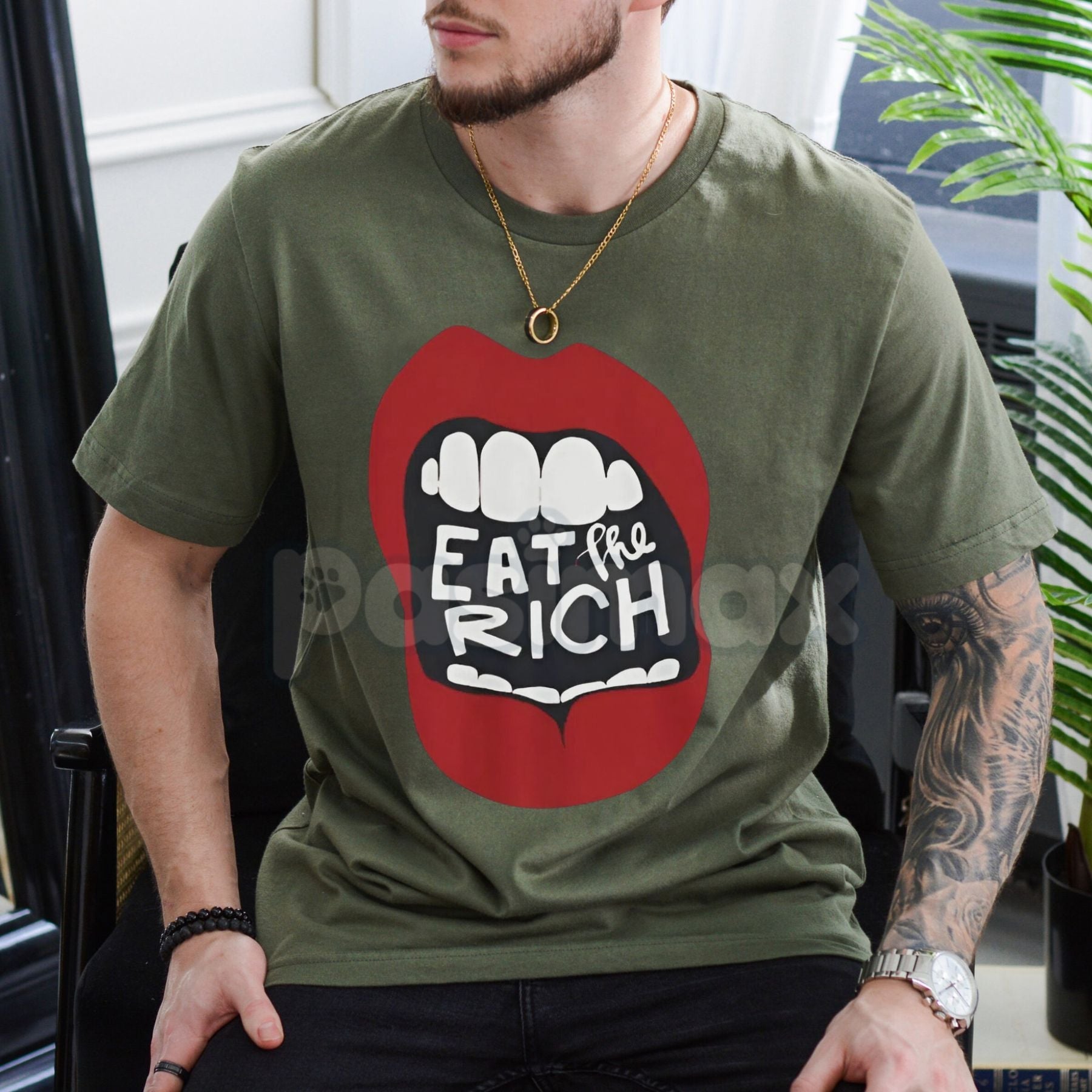 Pasimax "Eat The Rich" Graphic T-Shirt - Anti-Capitalist Protest Tee, Funny Subversive Streetwear Shirt, Sarcastic Political 