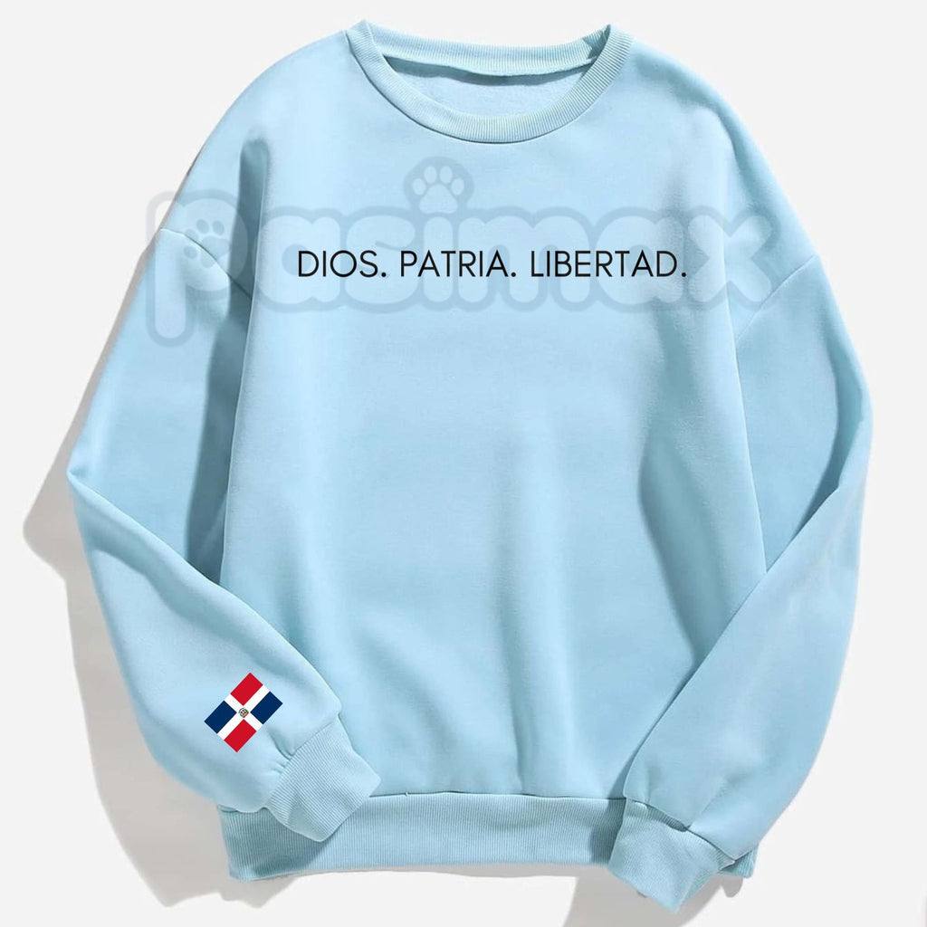 Pasimax DIOS.PATRIA.LIBERTAD Sweatshirt | Dominican Republic National Motto Jumper | Patriotic Spanish Pride Crewneck | DR He
